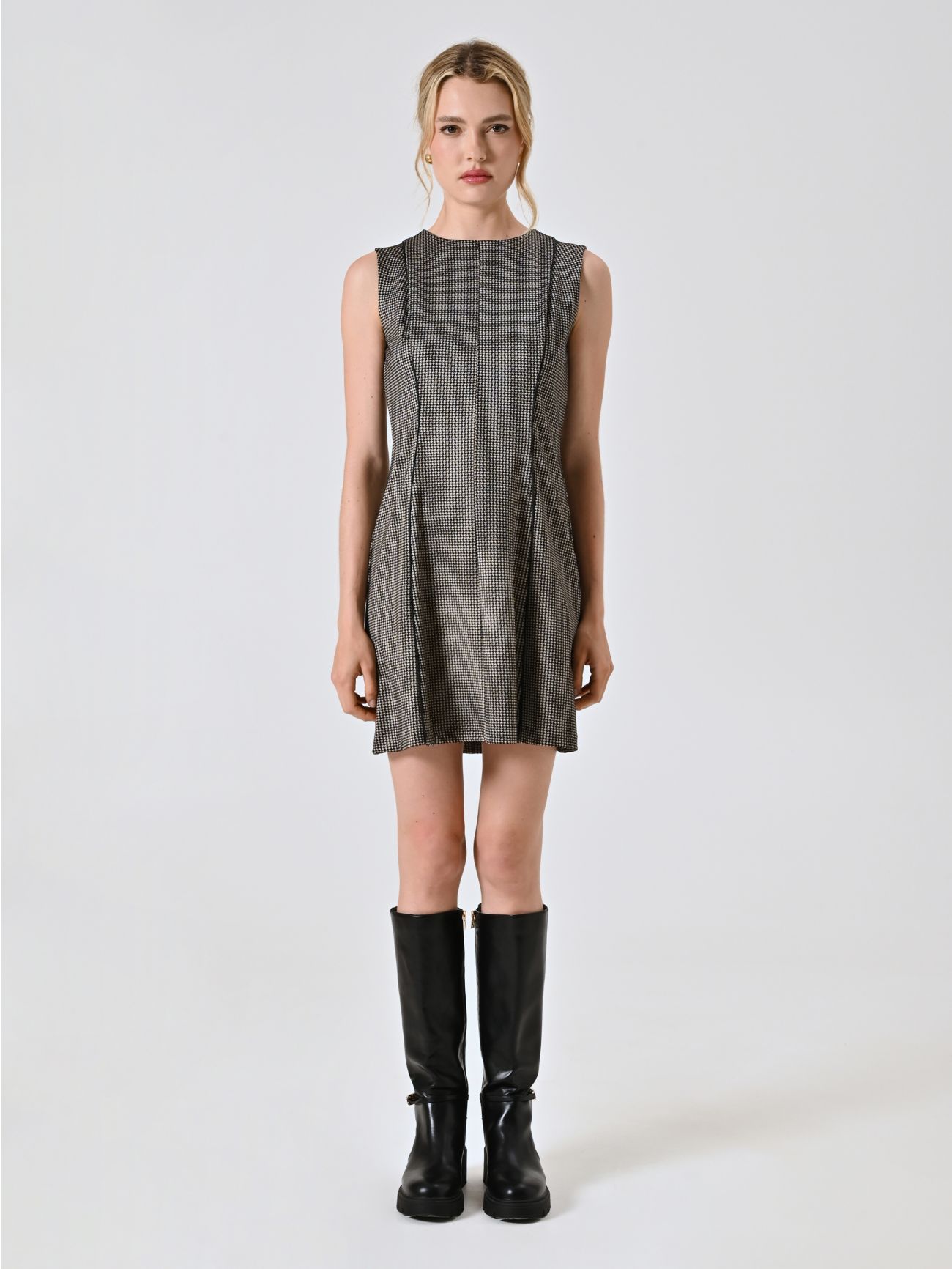 Kleid mit Hahnentrittmuster det_1