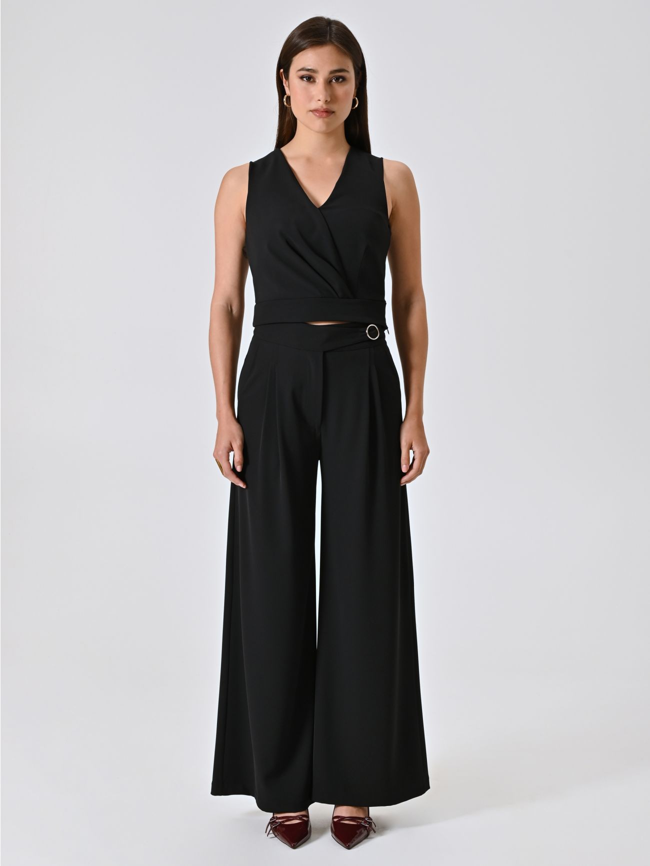 Top Nero in Tessuto Fluido det_1