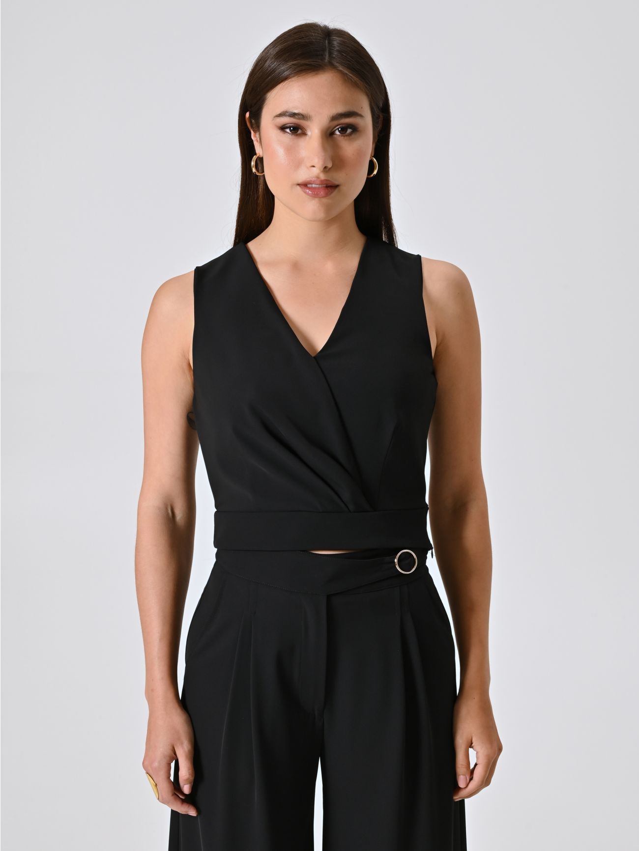 Top Nero in Tessuto Fluido det_2