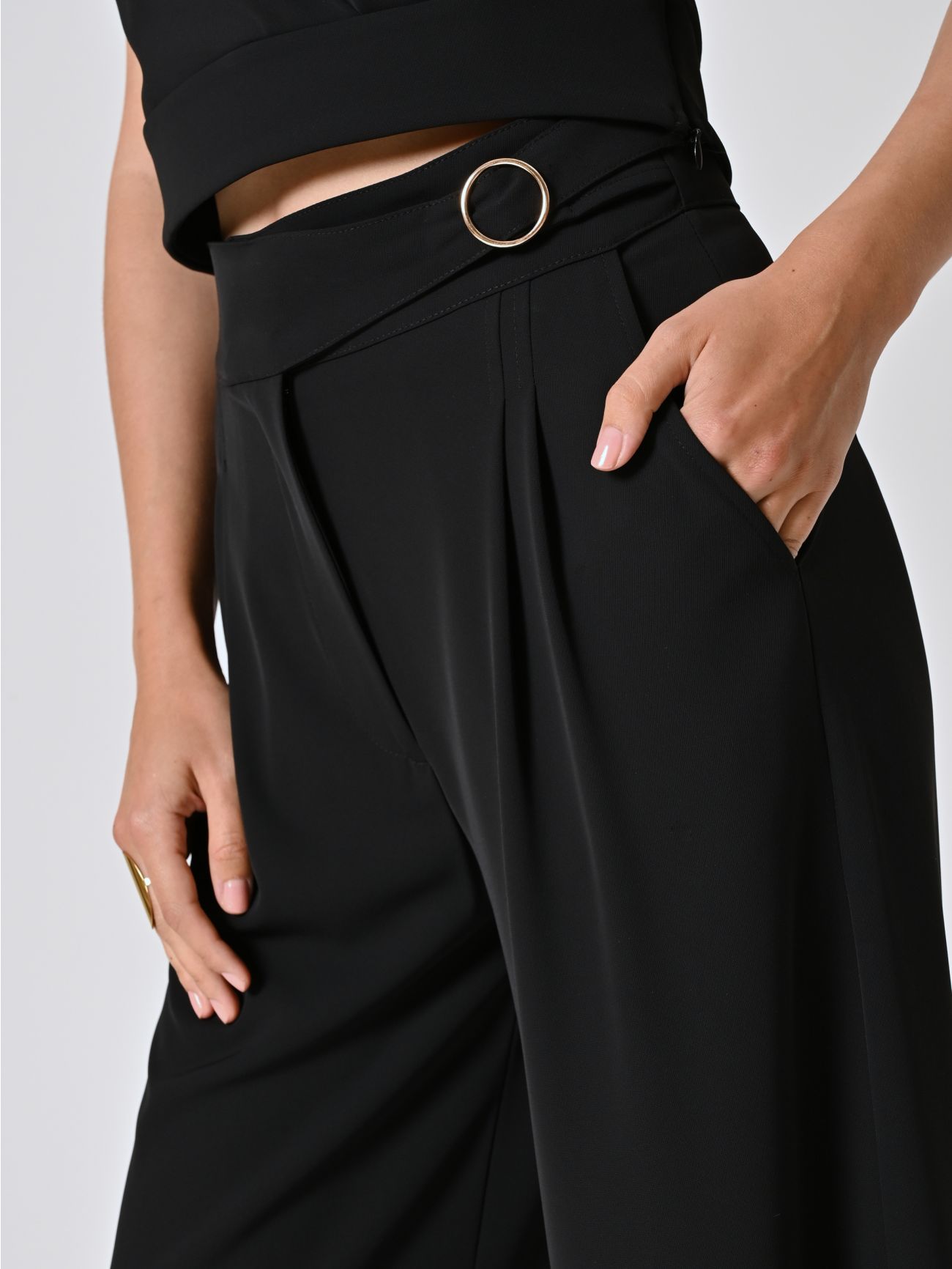 Pantaloni Neri in Tessuto Fluido in_i5