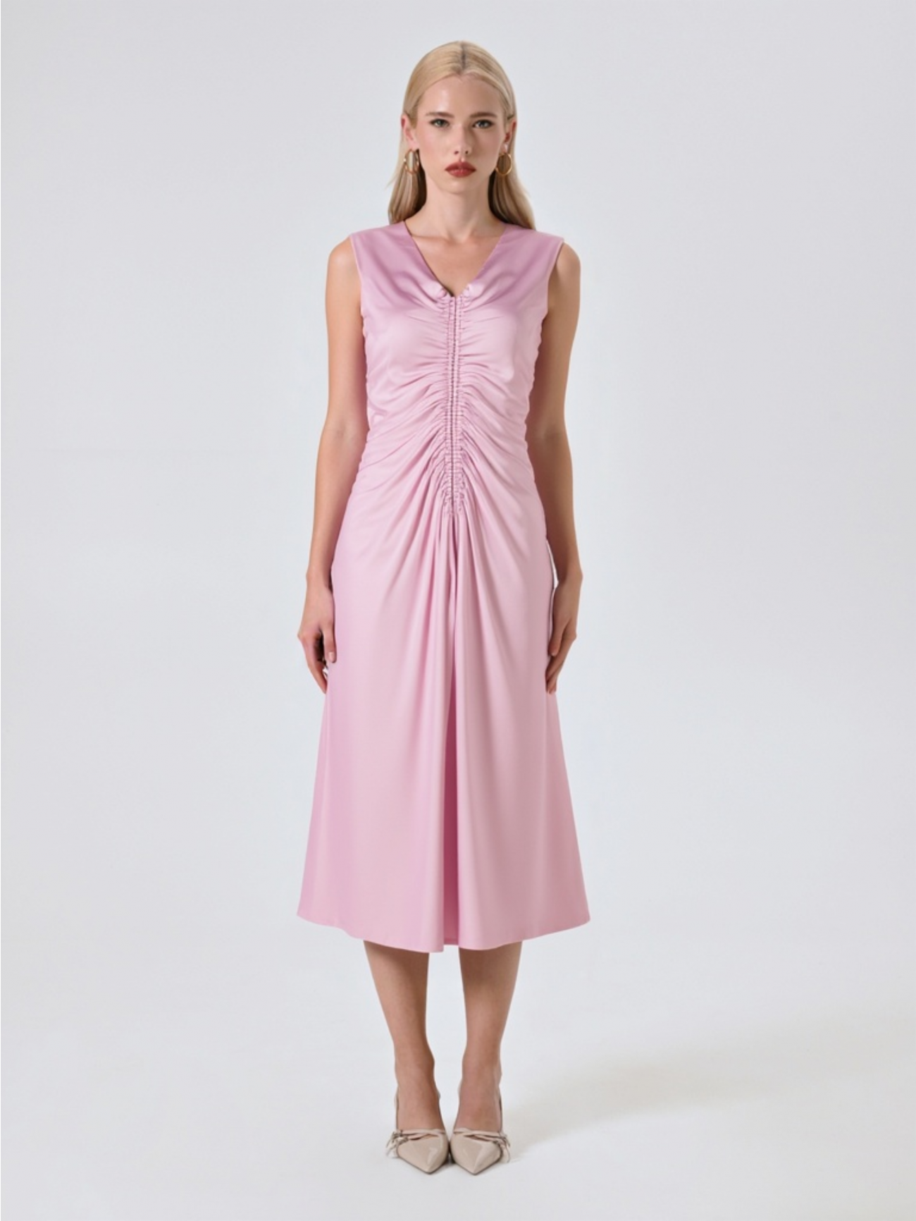 Abito Lungo Rosa Malva con Arriccio det_1