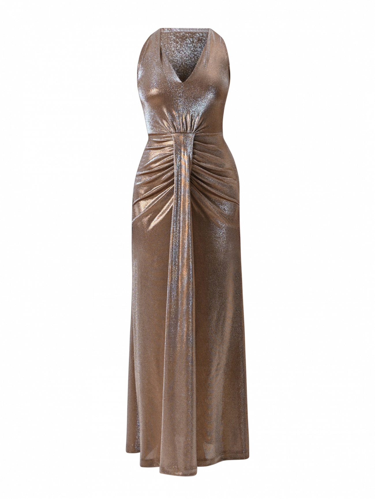 Abito Lungo Lurex Marrone Bronzo det_4