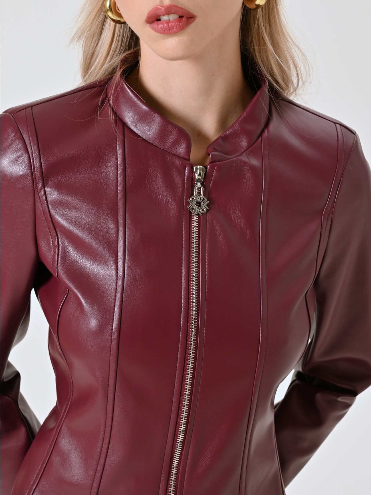Giacca in Simil Pelle Bordeaux in_i5