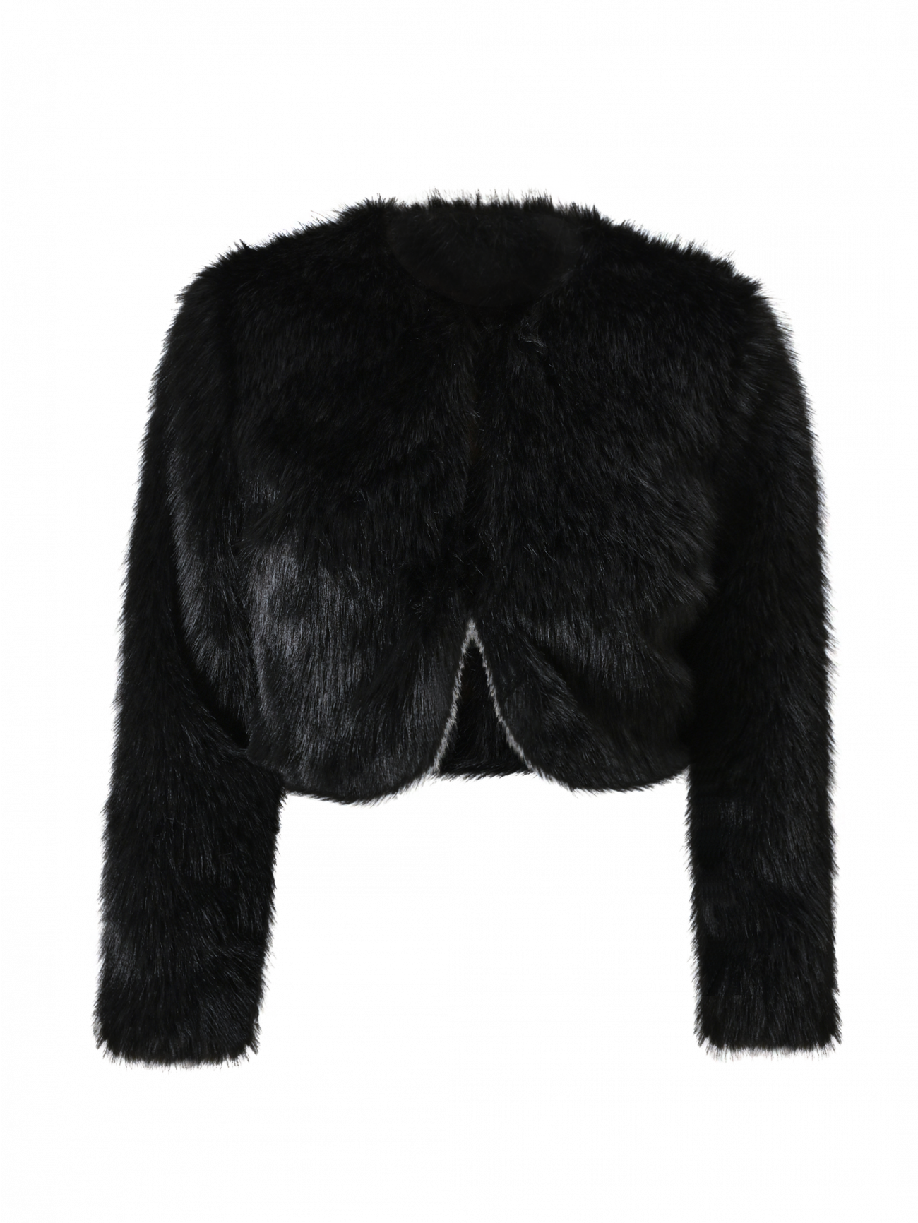 Kurze Jacke mit Pelzeffekt in Schwarz det_4