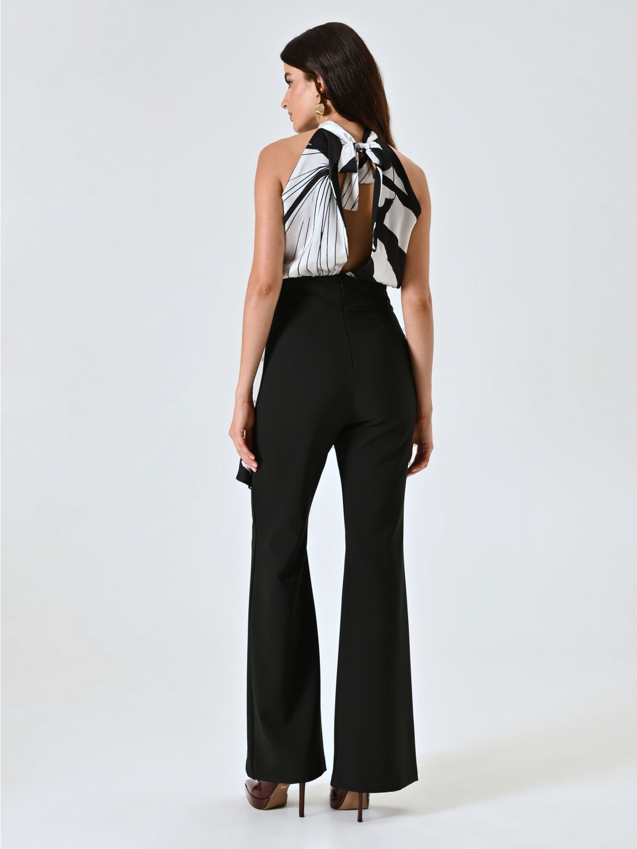 Black & White Satin Jumpsuit with Bodice det_3