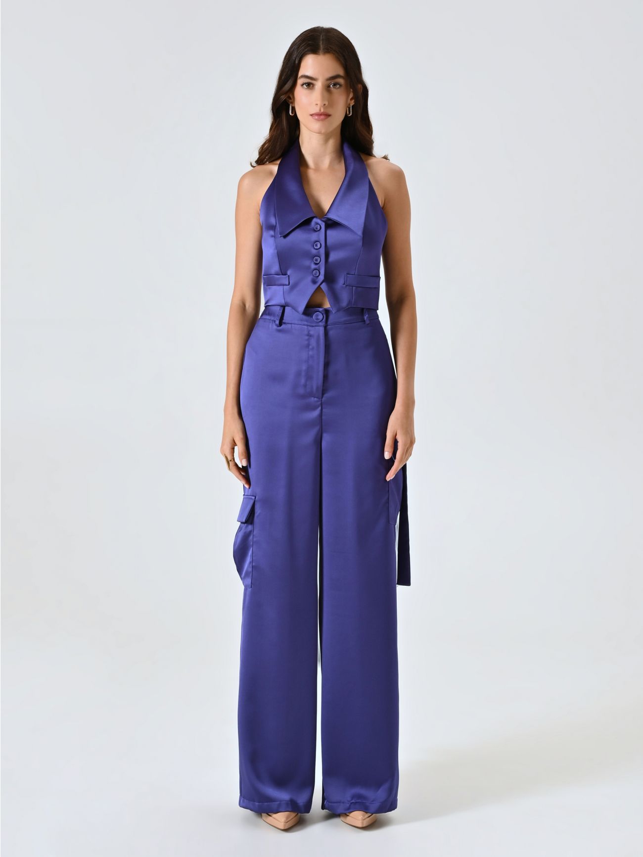 Purple Satin Waistcoat det_1