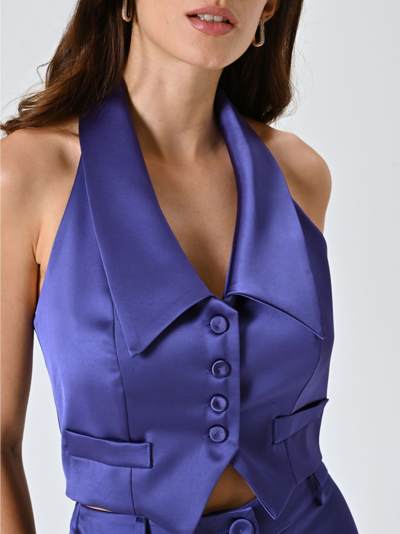 Purple Satin Waistcoat in_i5