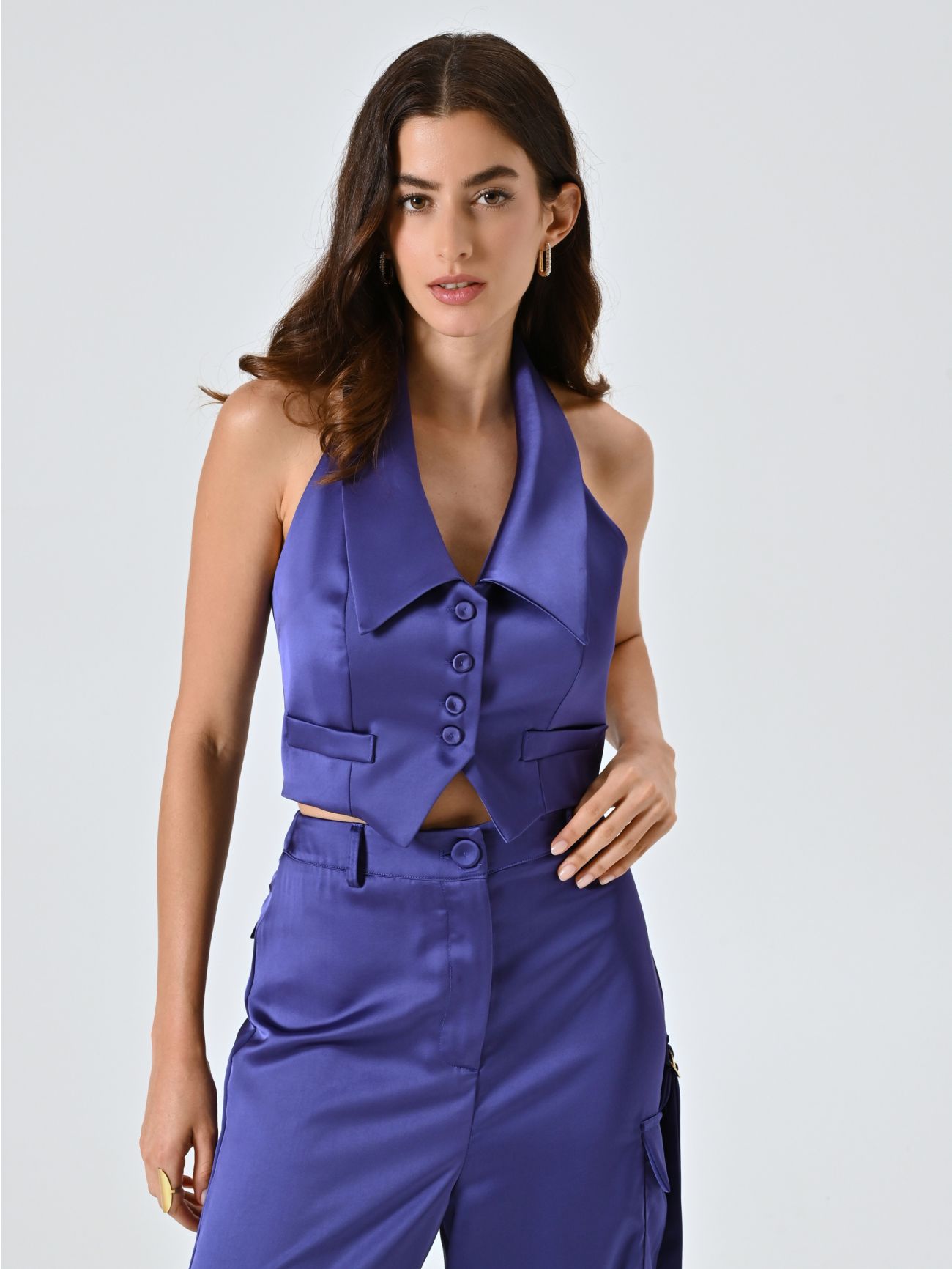 Purple Satin Waistcoat in_i7