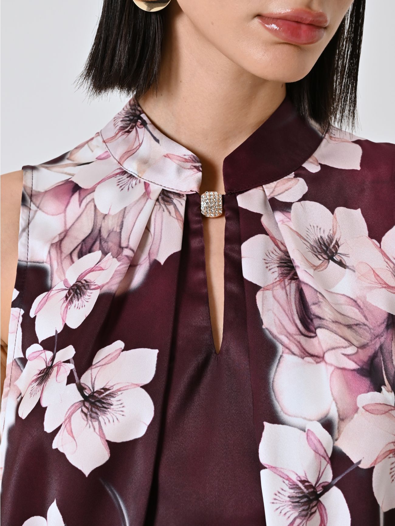 Top Bordeaux con Stampa Floreale in_i5