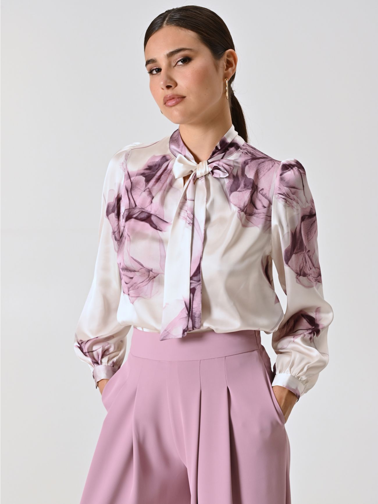 Blusa stampa Floreale Rosa Malva in_i7