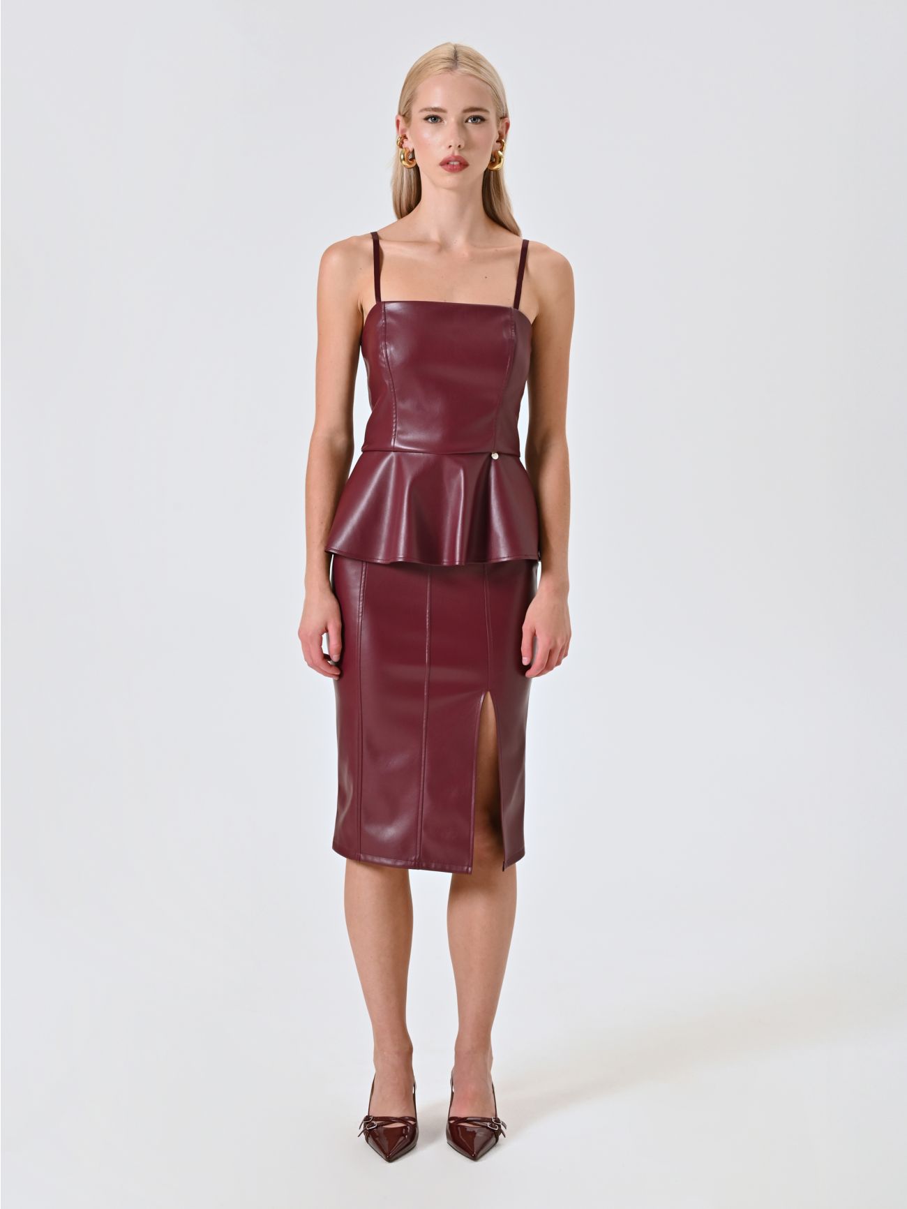 Bustier-Top aus Kunstleder in Bordeaux det_1