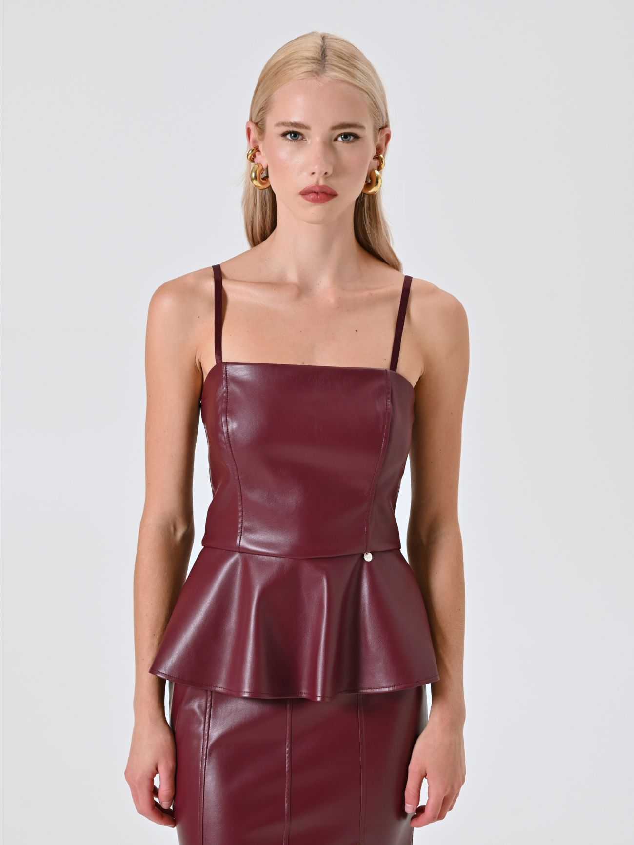 Bustier-Top aus Kunstleder in Bordeaux det_2