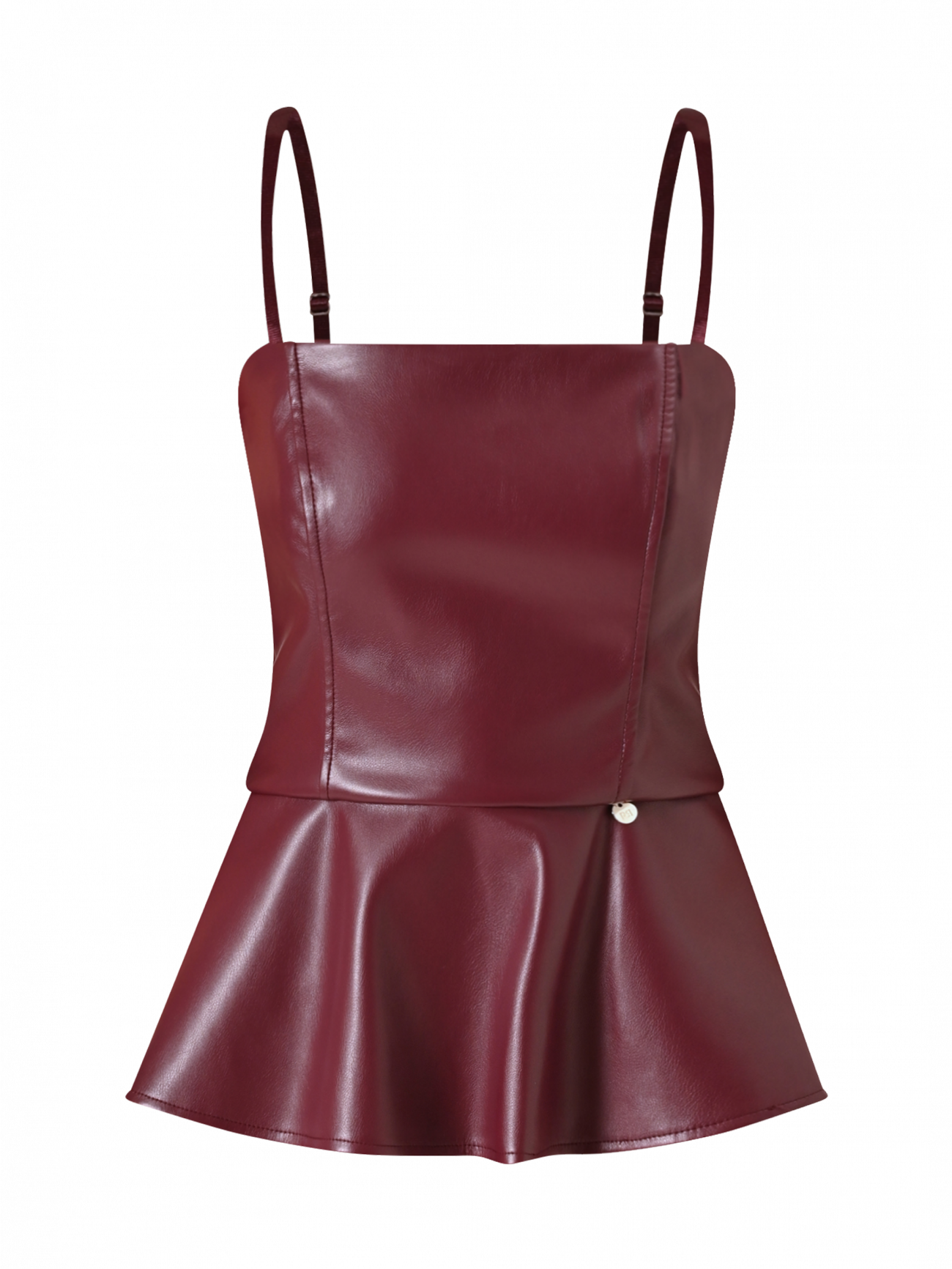 Burgundy Faux Leather Bustier Top det_4