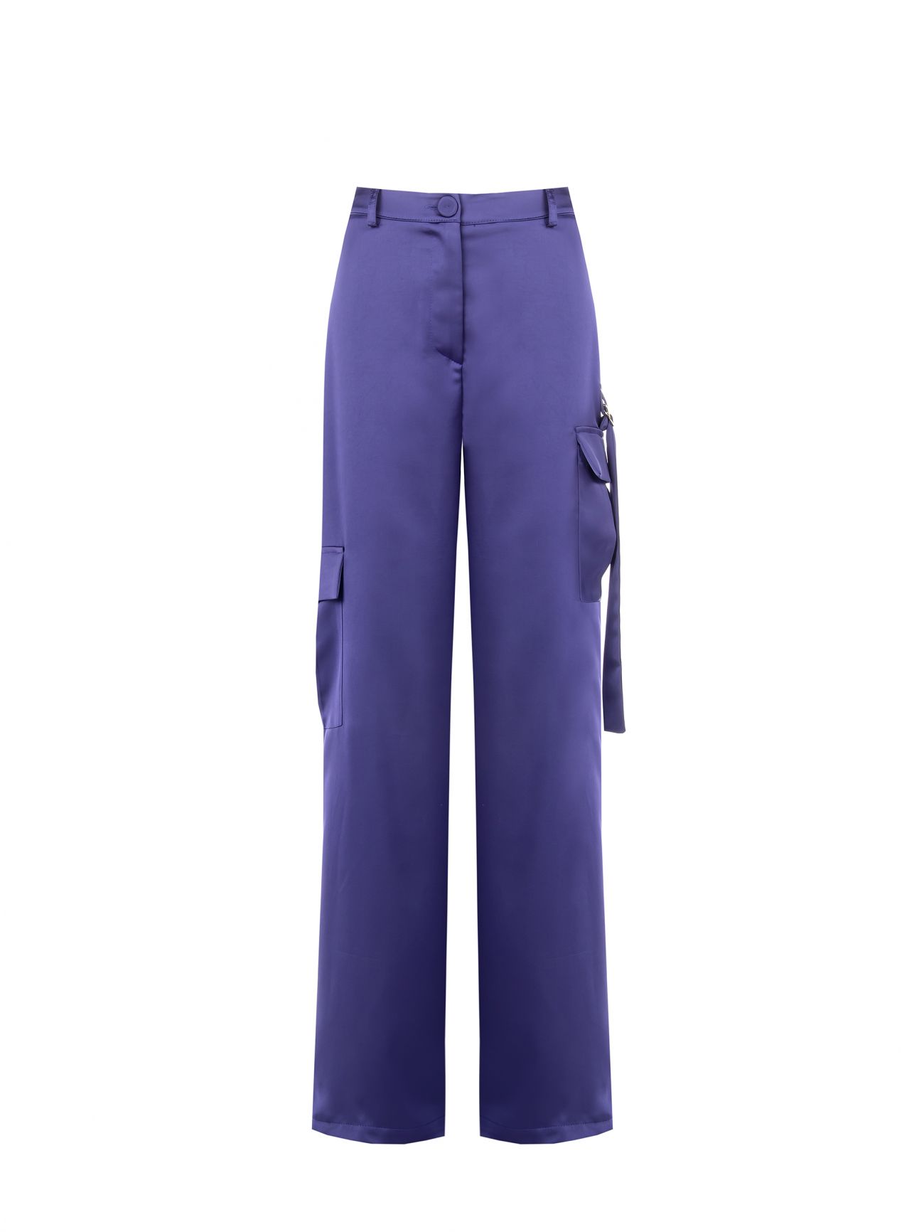 Purple Satin Cargo Trousers det_4