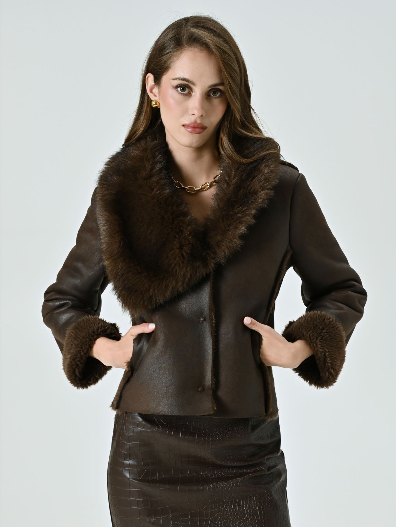 Short Faux-shearling Jacket in_i7