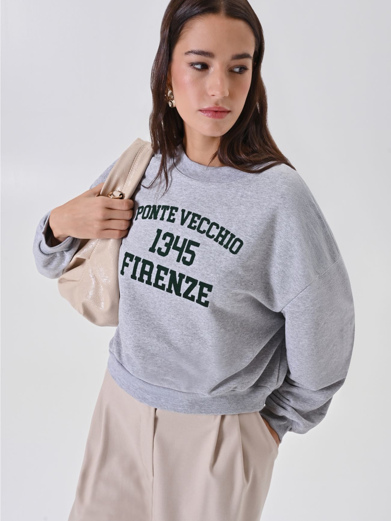 Sweatshirt Firenze 1345 in Grau meliert  Rinascimento