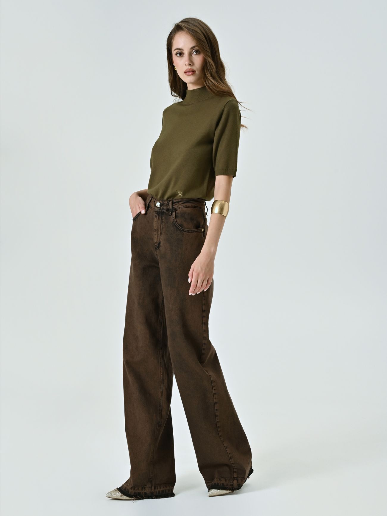 Jeans Marroni Gamba Dritta in_i7