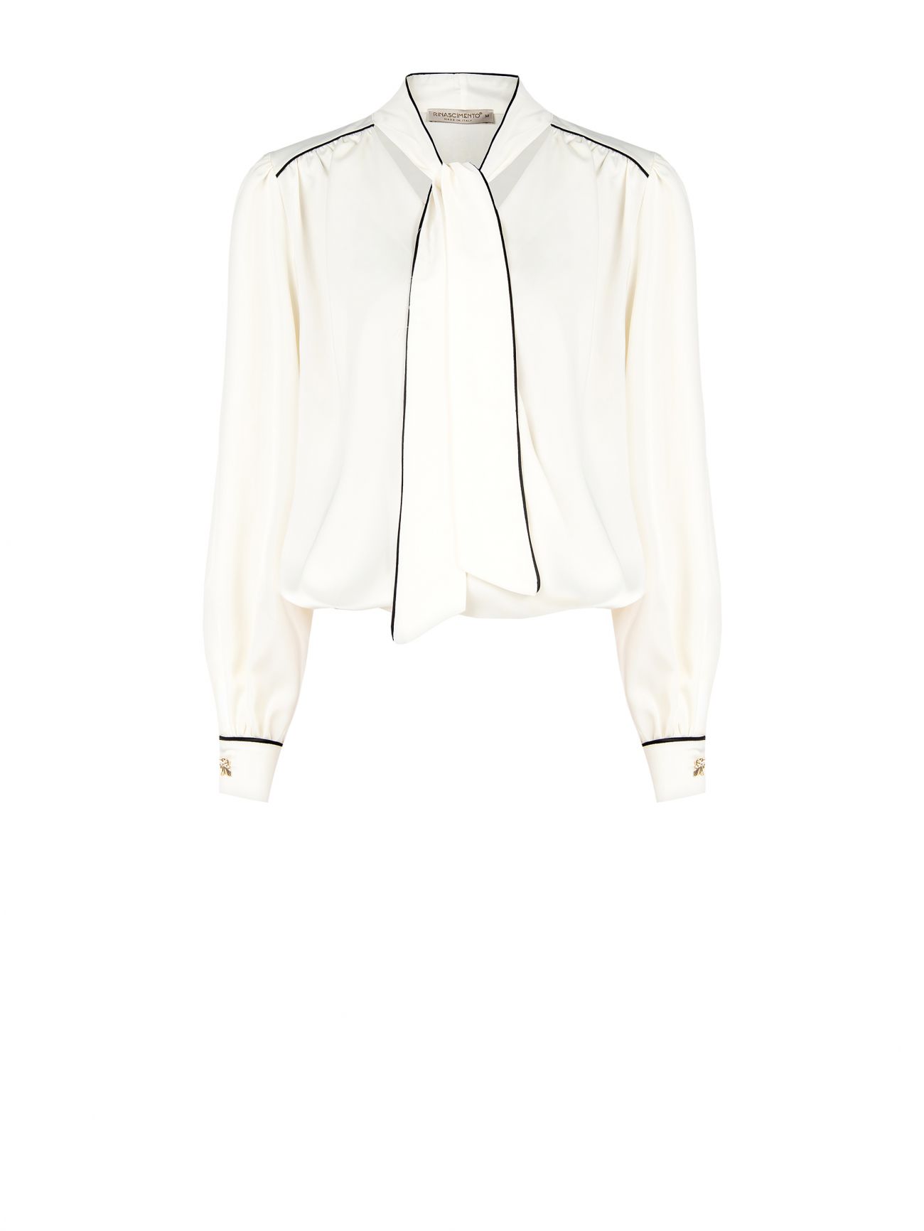 White Blouse with Black Piping det_4