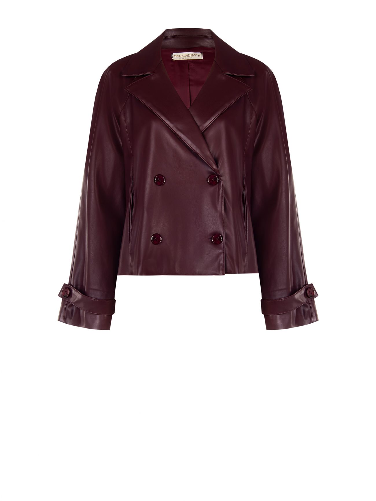 Chaqueta cruzada de piel sintética burdeos det_4