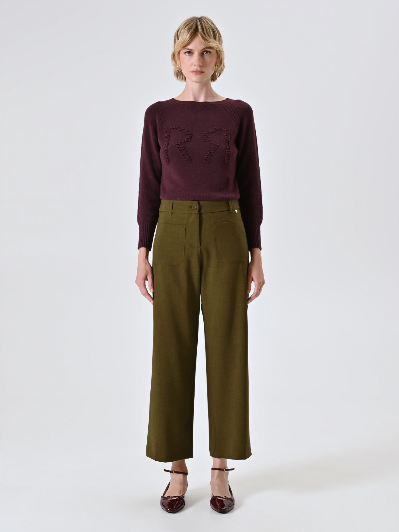Pantalon vert en polyviscose det_1