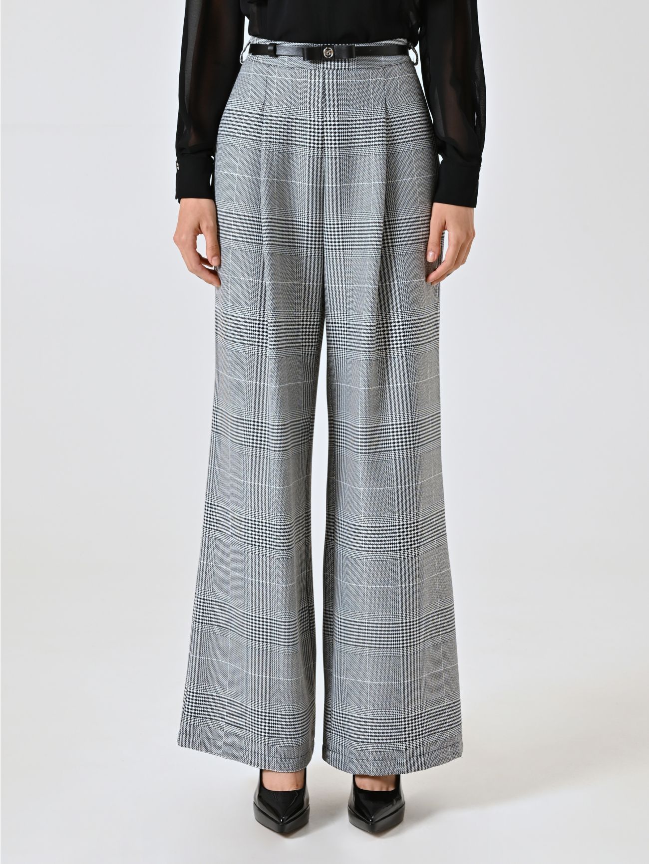 Pantalon large à carreaux pied-de-poule det_2