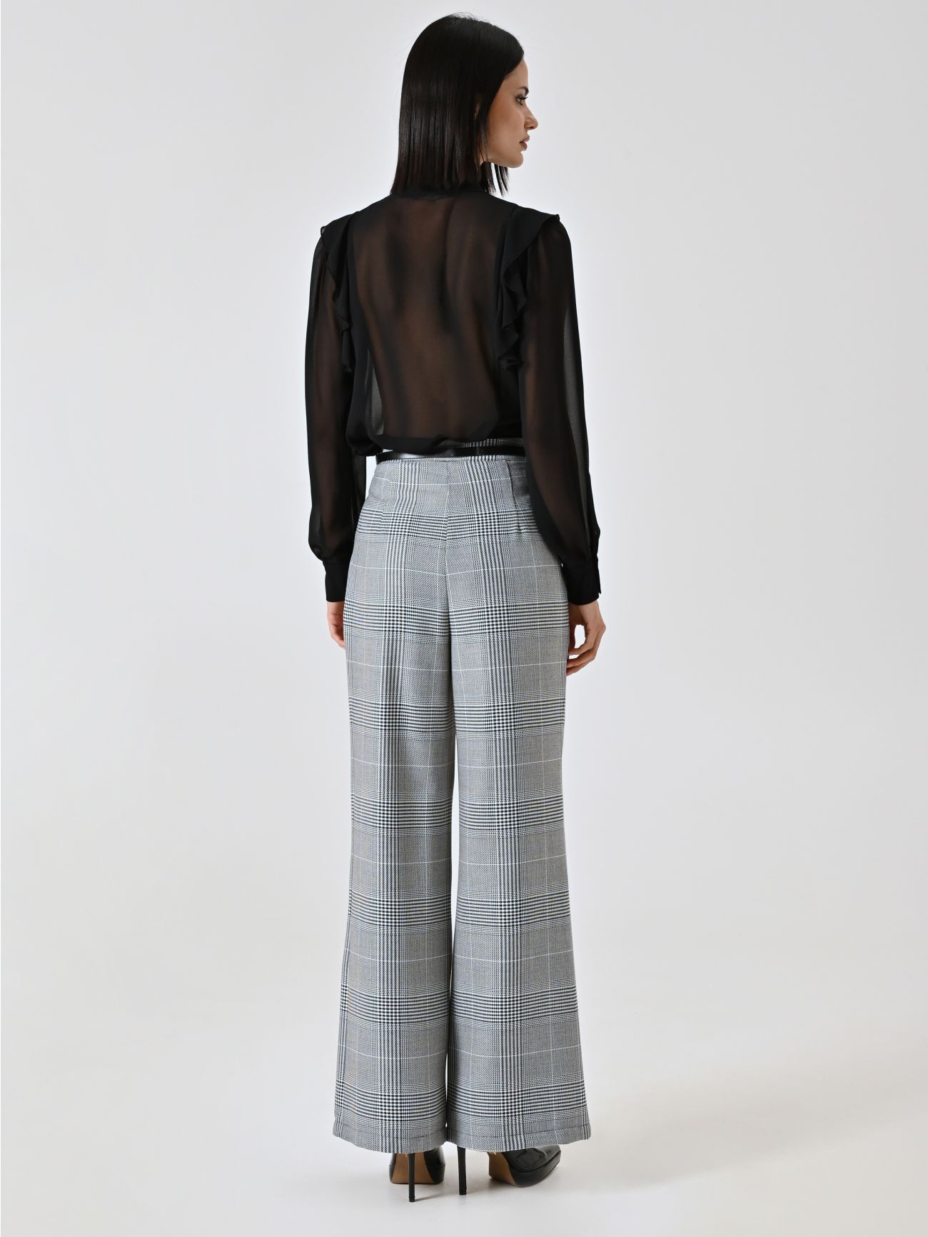 Pantalon large à carreaux pied-de-poule det_3
