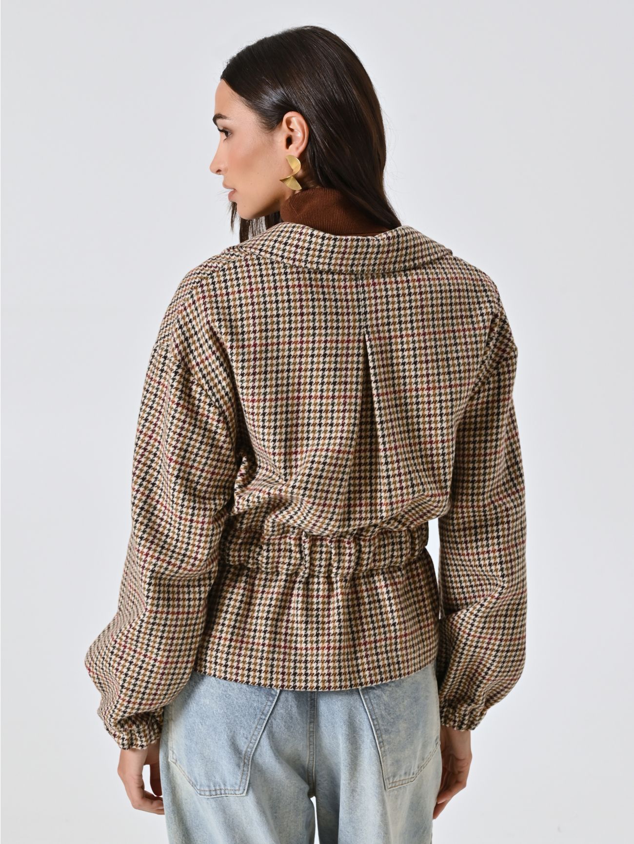 Cappotto Corto Pied-de-Poule Multicolor det_3