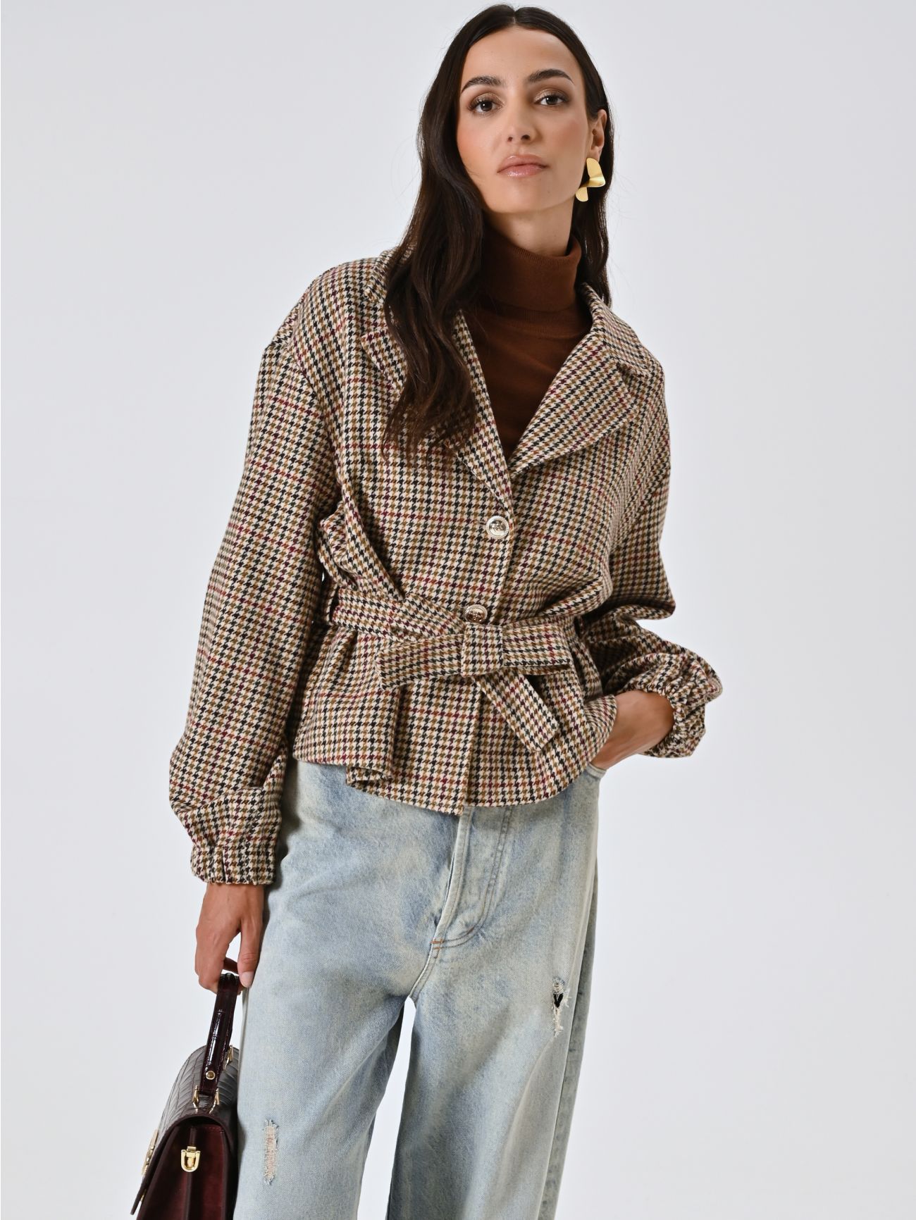 Cappotto Corto Pied-de-Poule Multicolor in_i4