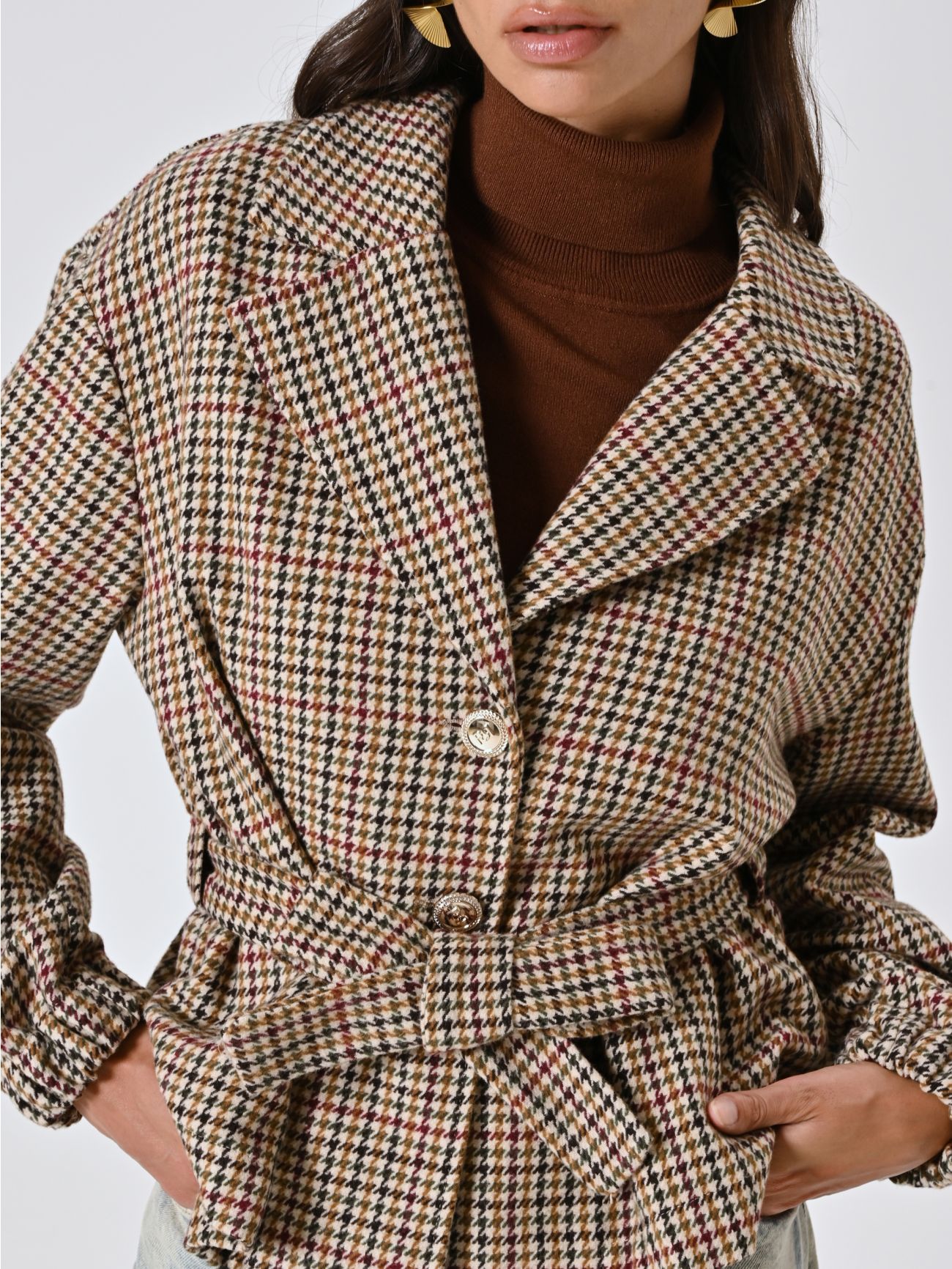 Cappotto Corto Pied-de-Poule Multicolor in_i5