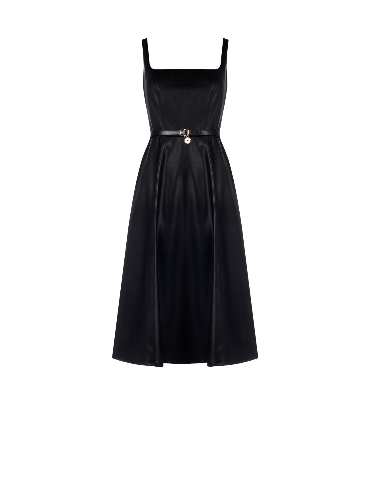 Flared Faux Leather Dress det_4
