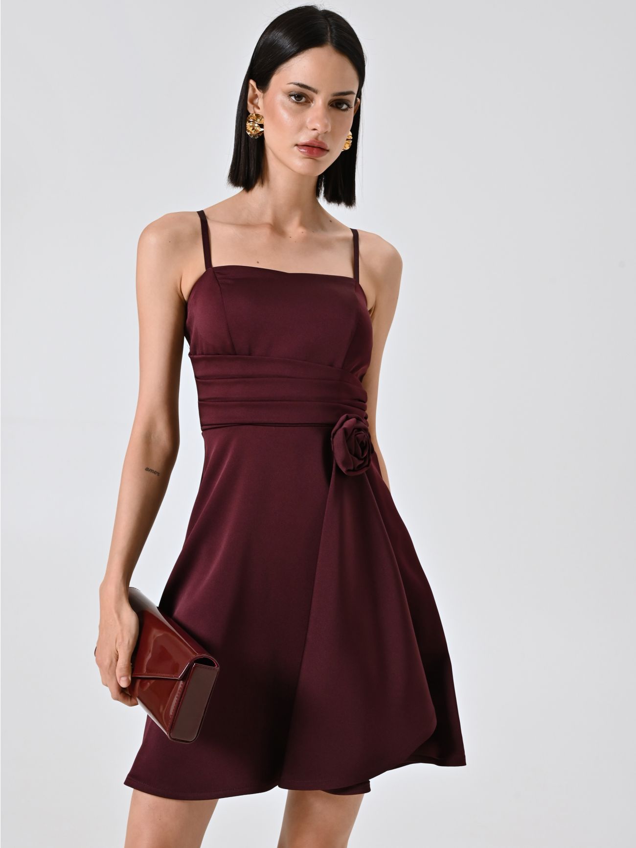Kleid mit Tellerrock in Bordeaux sp_e1