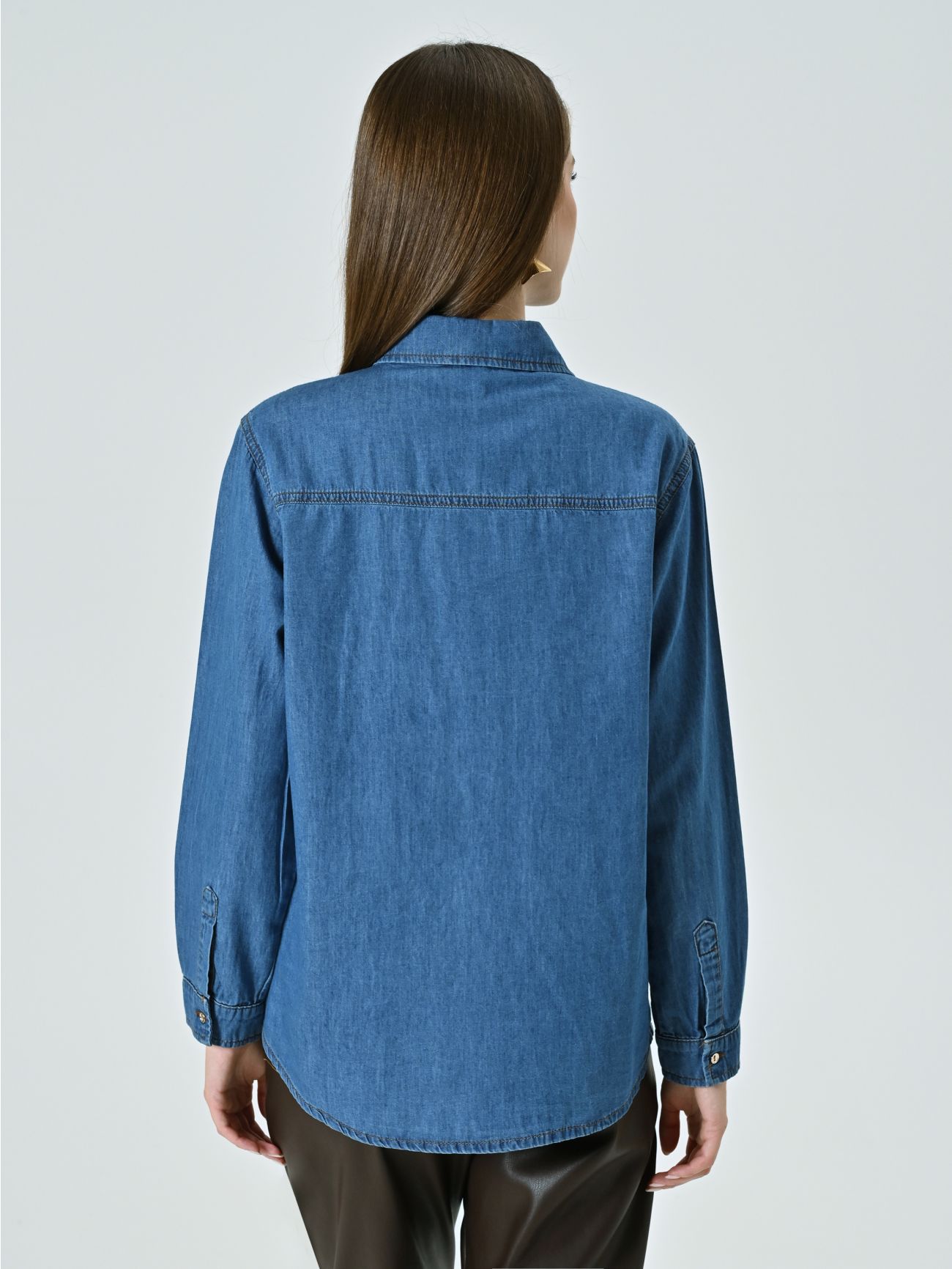 Hemd aus Denim mit abnehmbarer Schleife det_3