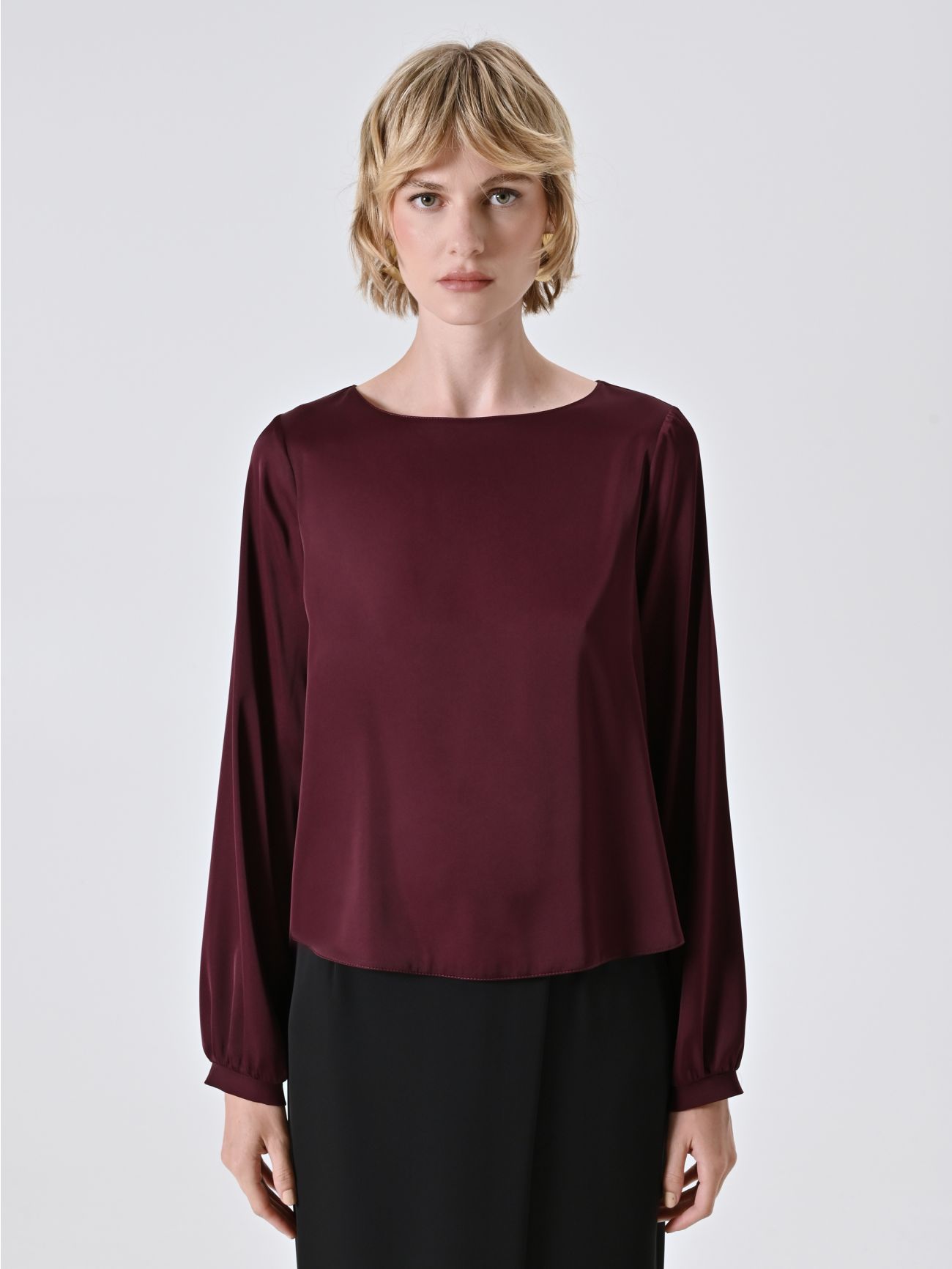 Blusa in Raso Bordeaux det_2
