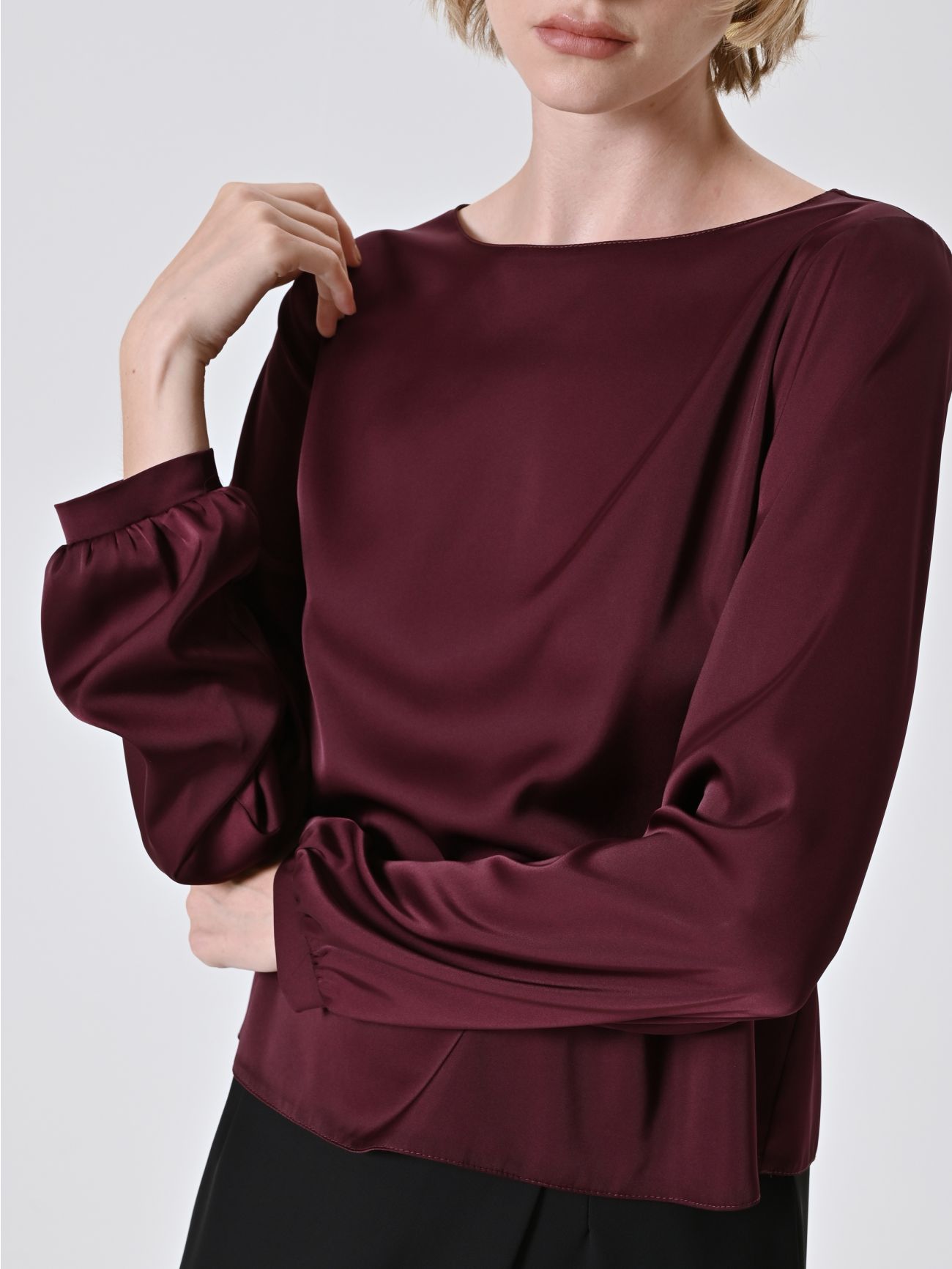 Blusa in Raso Bordeaux in_i5