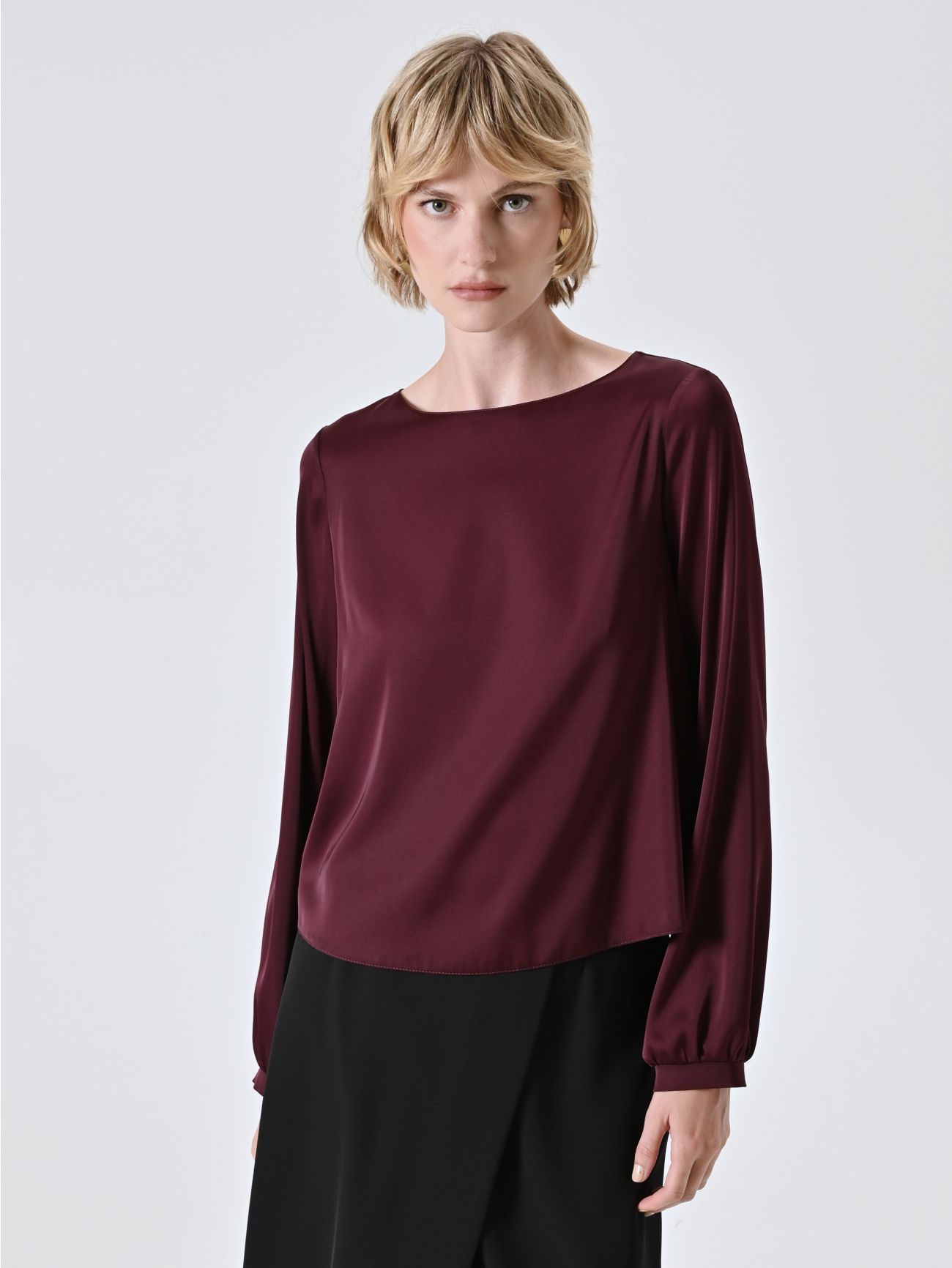 Blusa in Raso Bordeaux in_i7