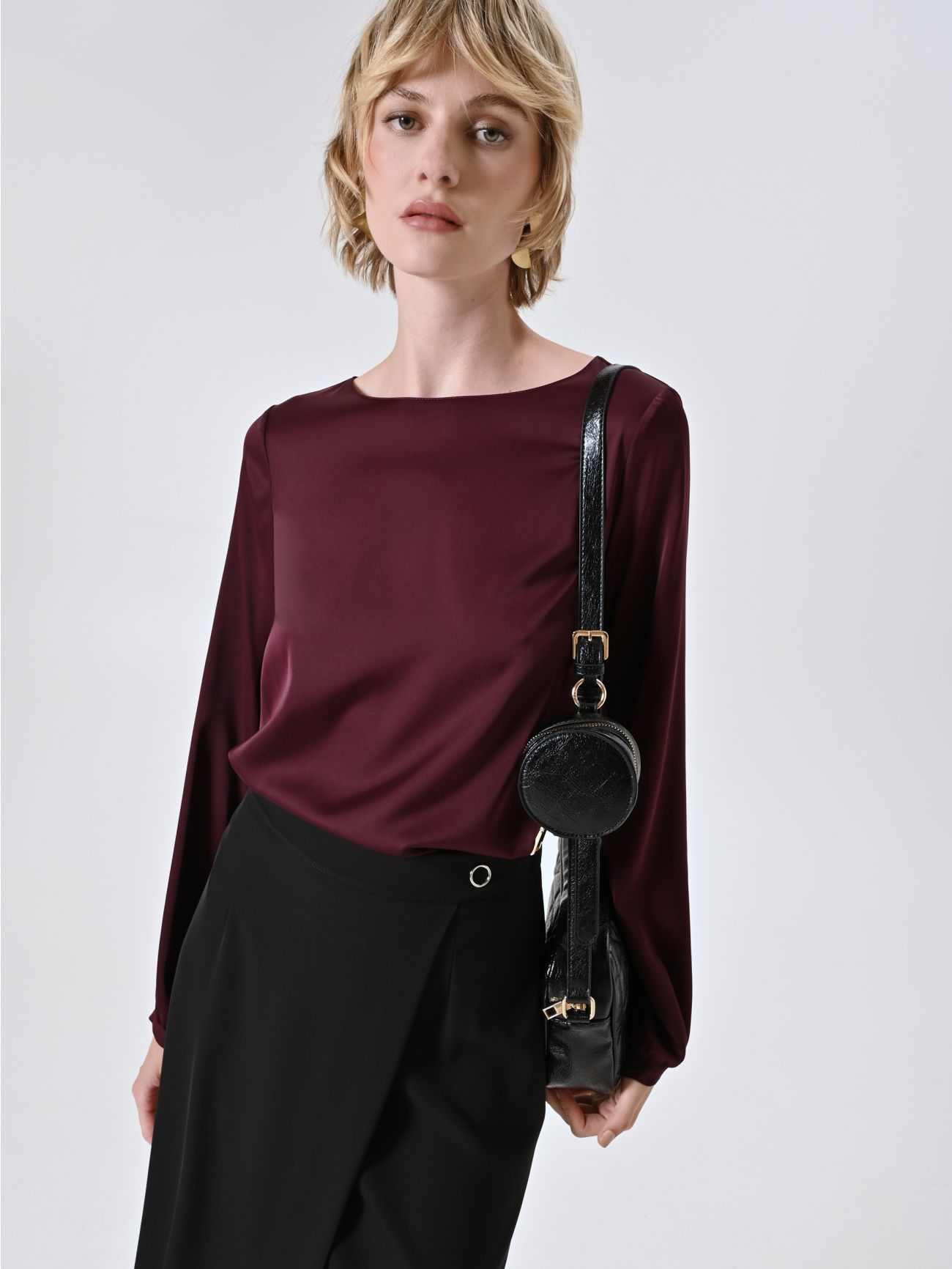 Burgundy Satin Blouse  Rinascimento