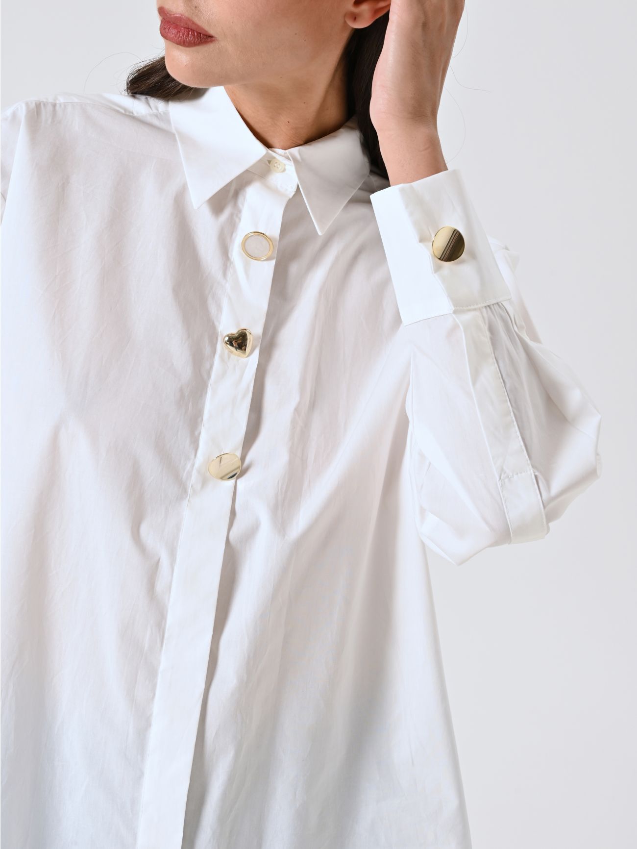 Oversized White Shirt with Jewel Buttons in_i5