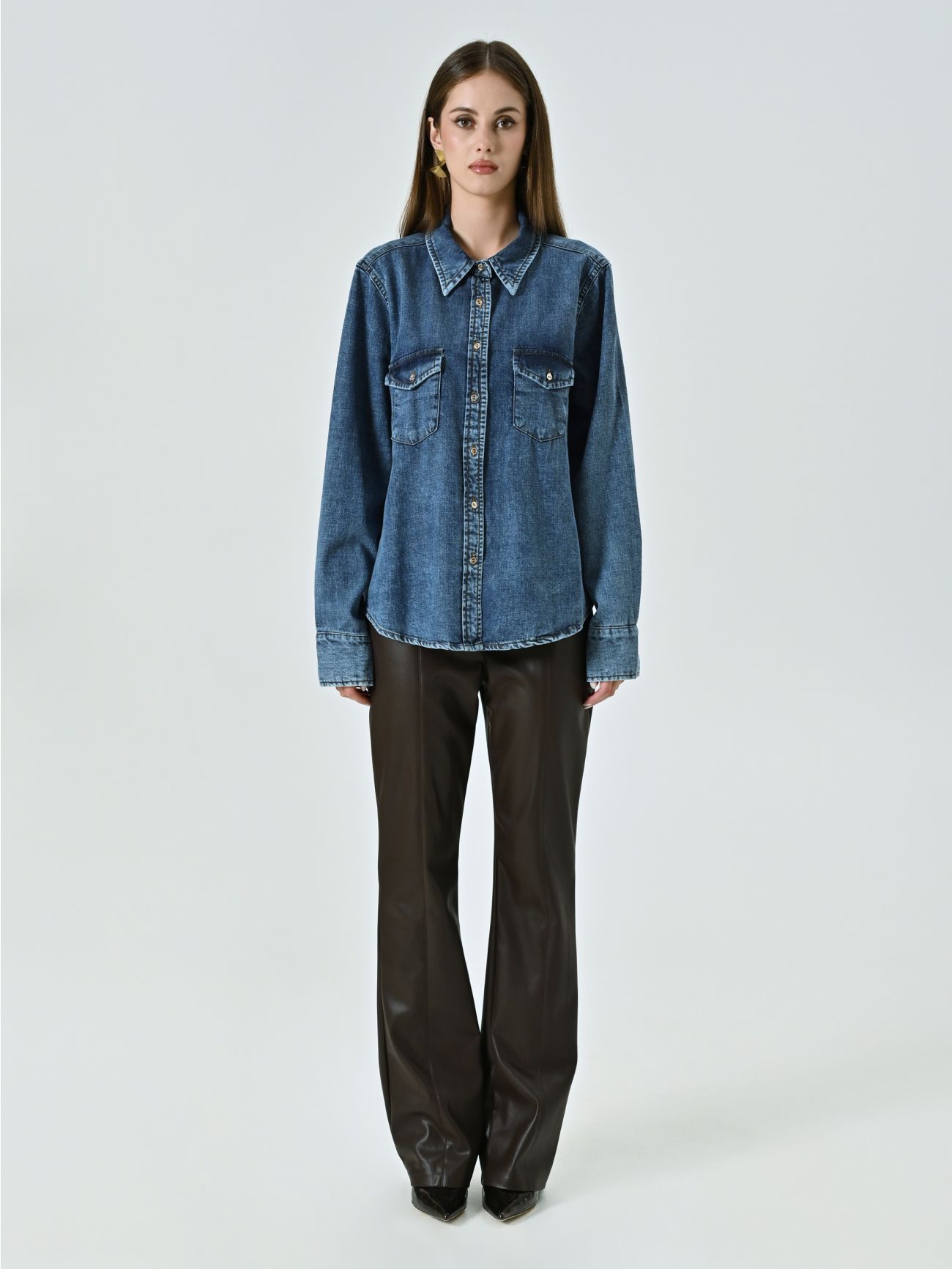 Camicia in Denim Lavaggio Medio det_1