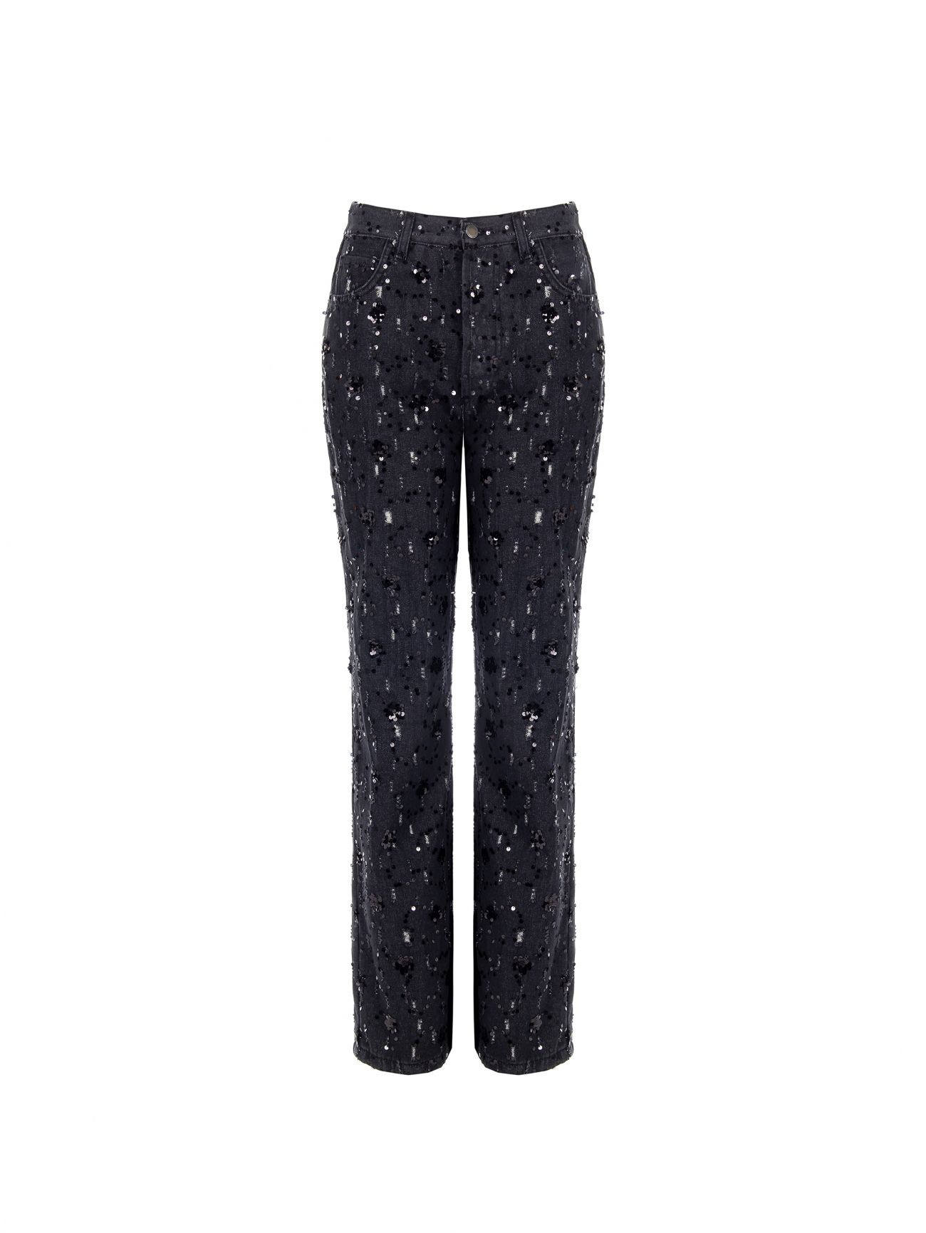 Denim Trousers Embellished with Sequins det_4