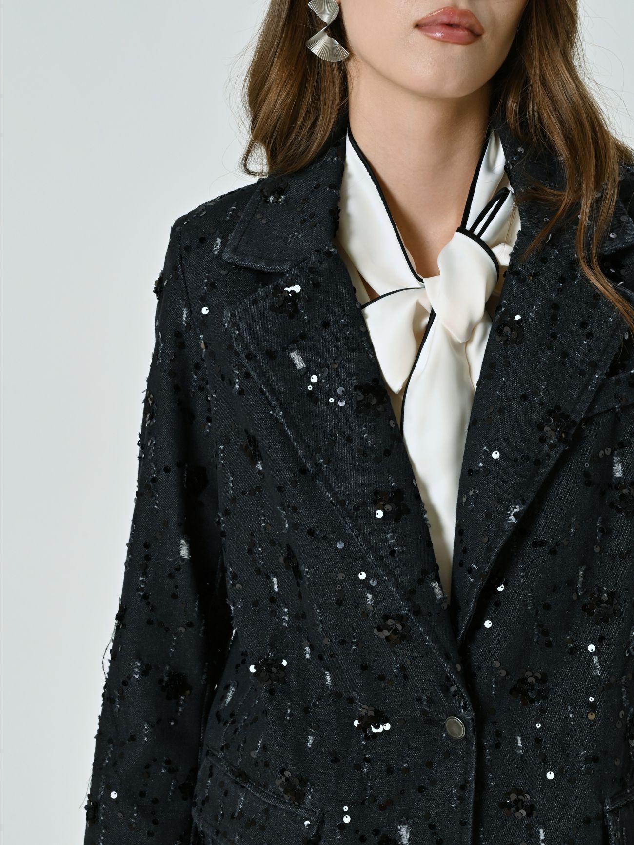 Denim Jacket Embellished with Sequins in_i5