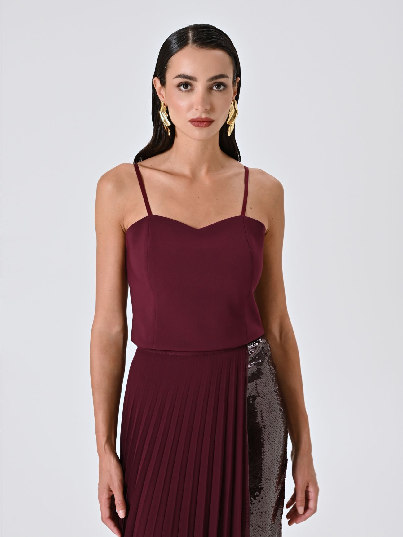 Burgundy Technical Fabric Top sp_e1
