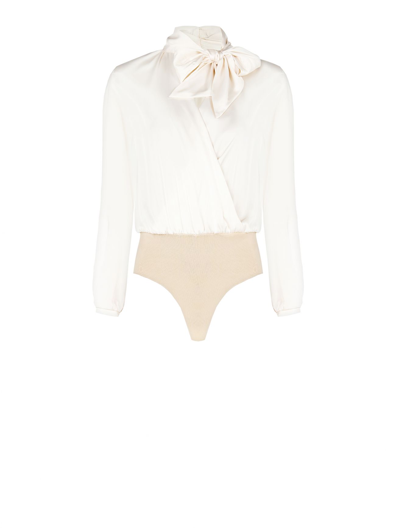 Body-Bluse mit Schleife in Weiß det_4
