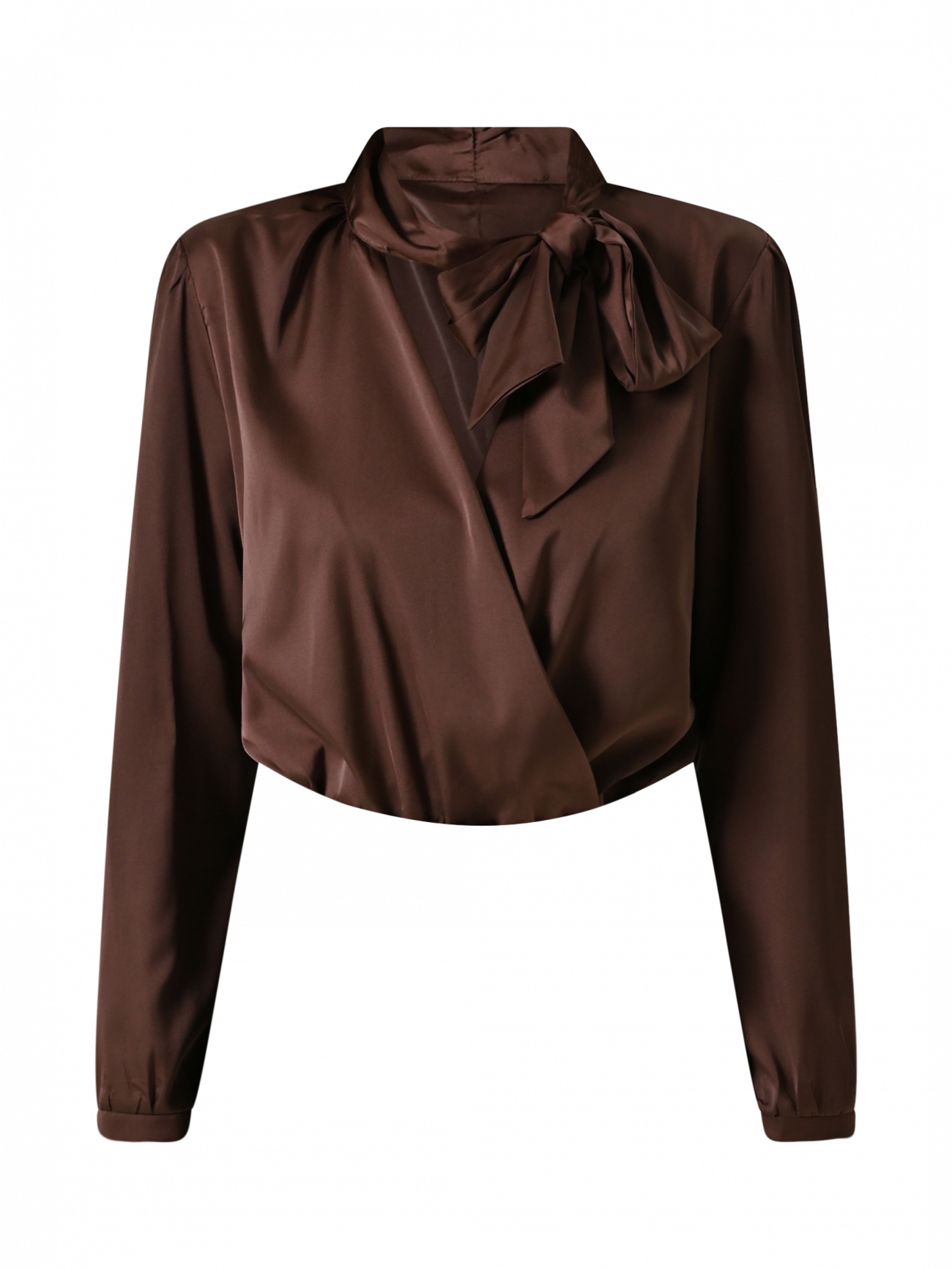 Body-Bluse mit Schleife in Schokoladenbraun 6 Rinascimento Body-Bluse mit Schleife in Schokoladenbraun det_4