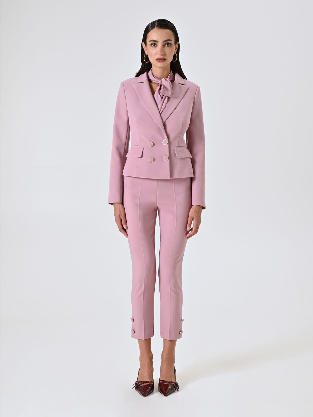 Mauve Pink Double-breasted Jacket in Technical Fabric det_1