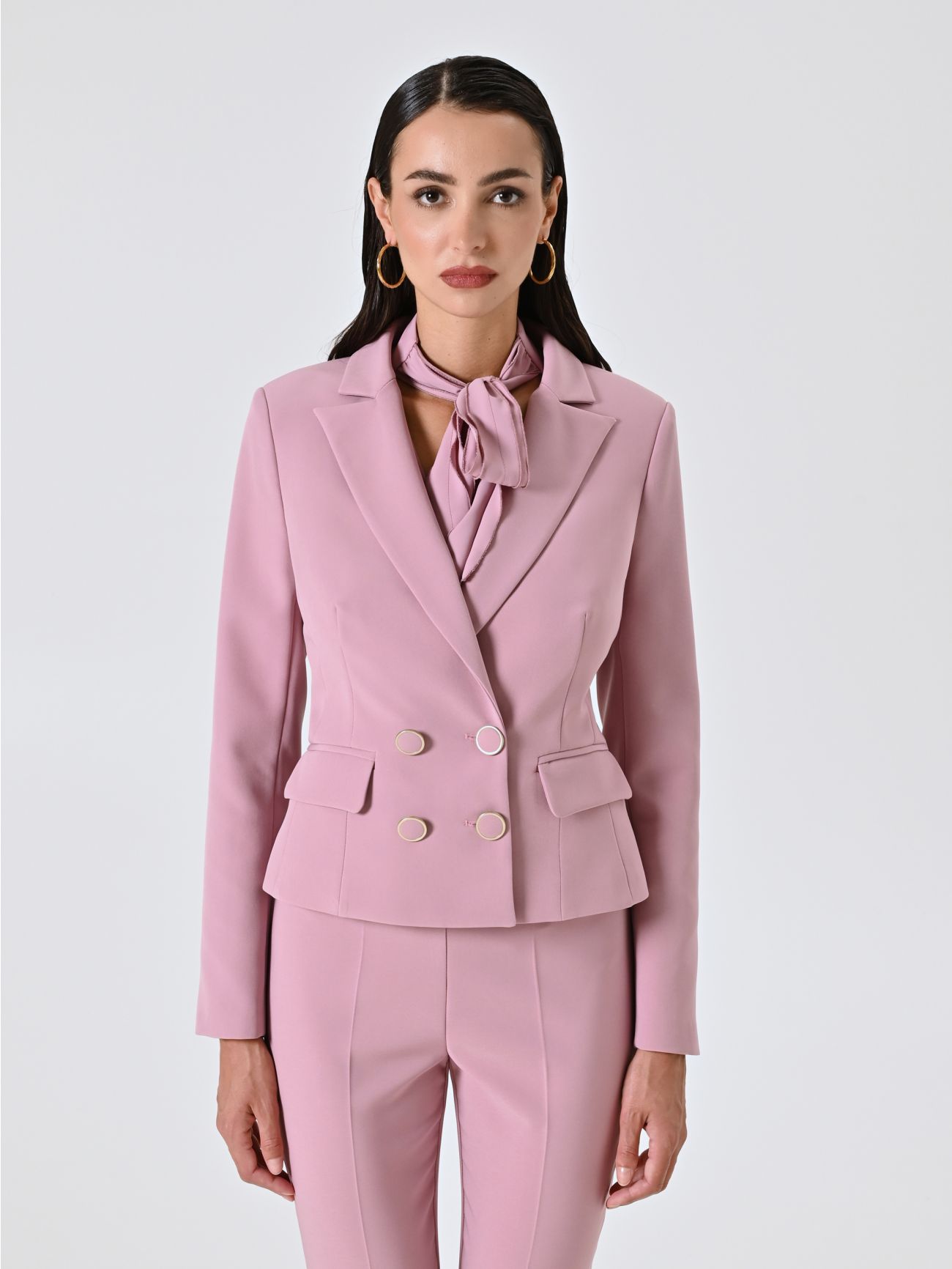 Mauve Pink Double-breasted Jacket in Technical Fabric det_2