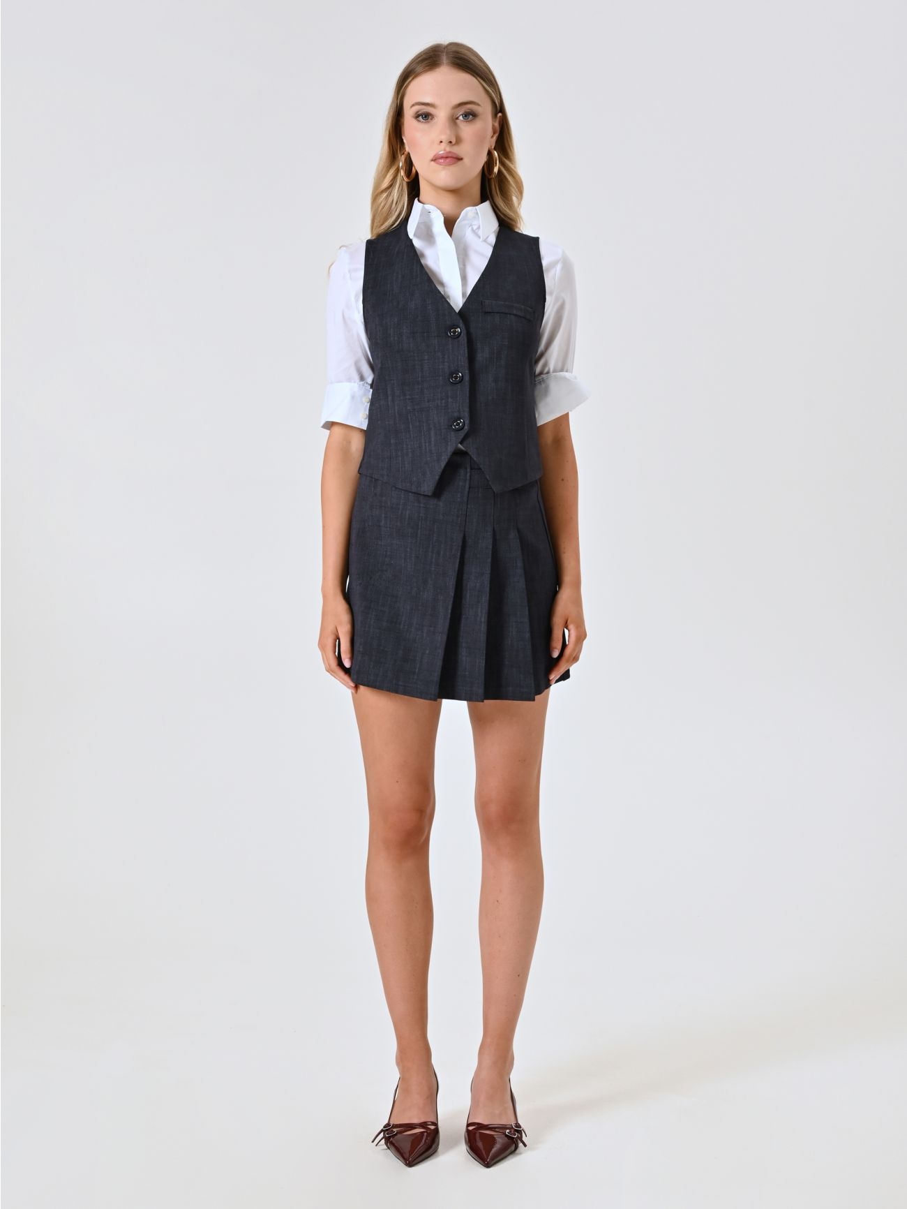 Gilet in Punto Milano Fiammato effetto Denim det_1