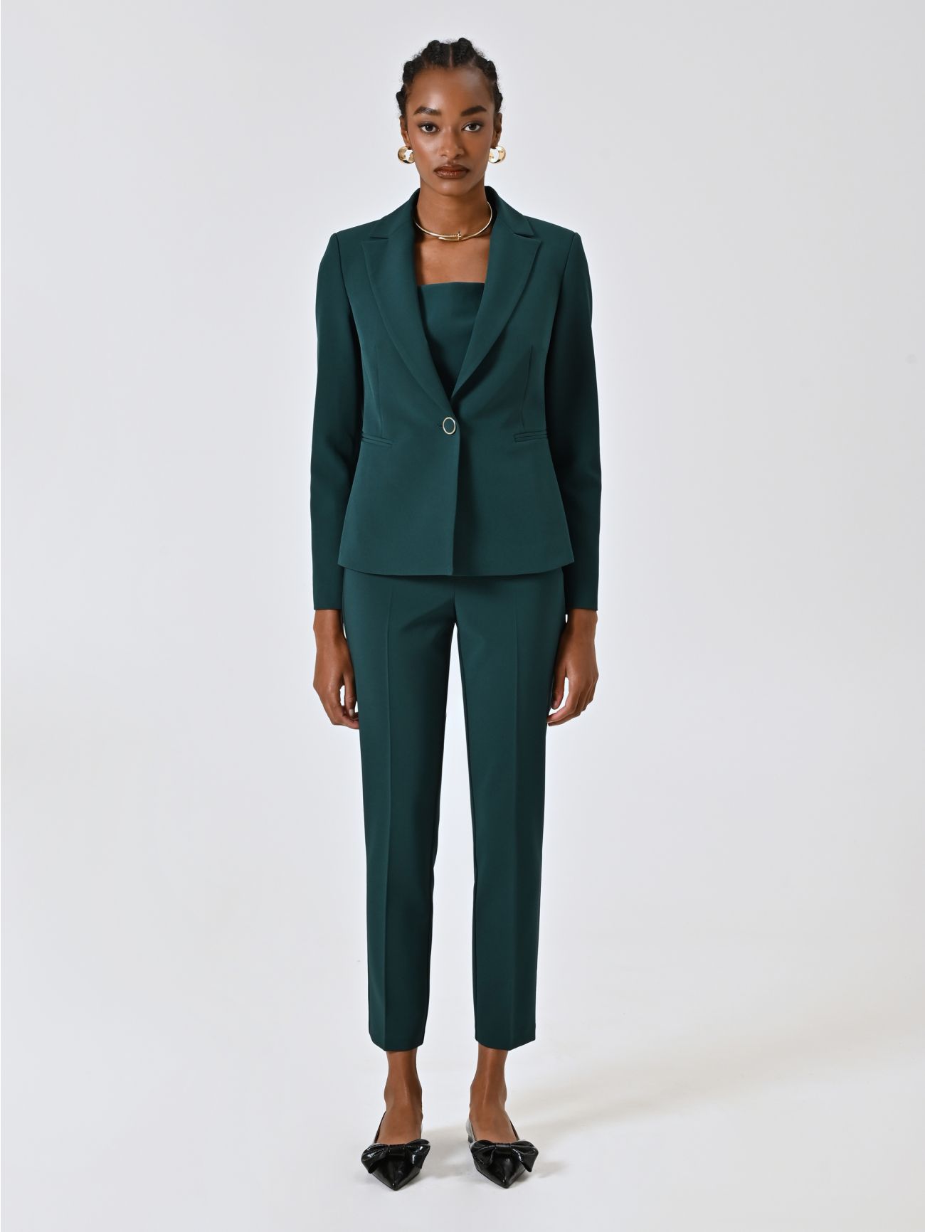 Chaqueta de botonadura sencilla en tejido técnico verde det_1