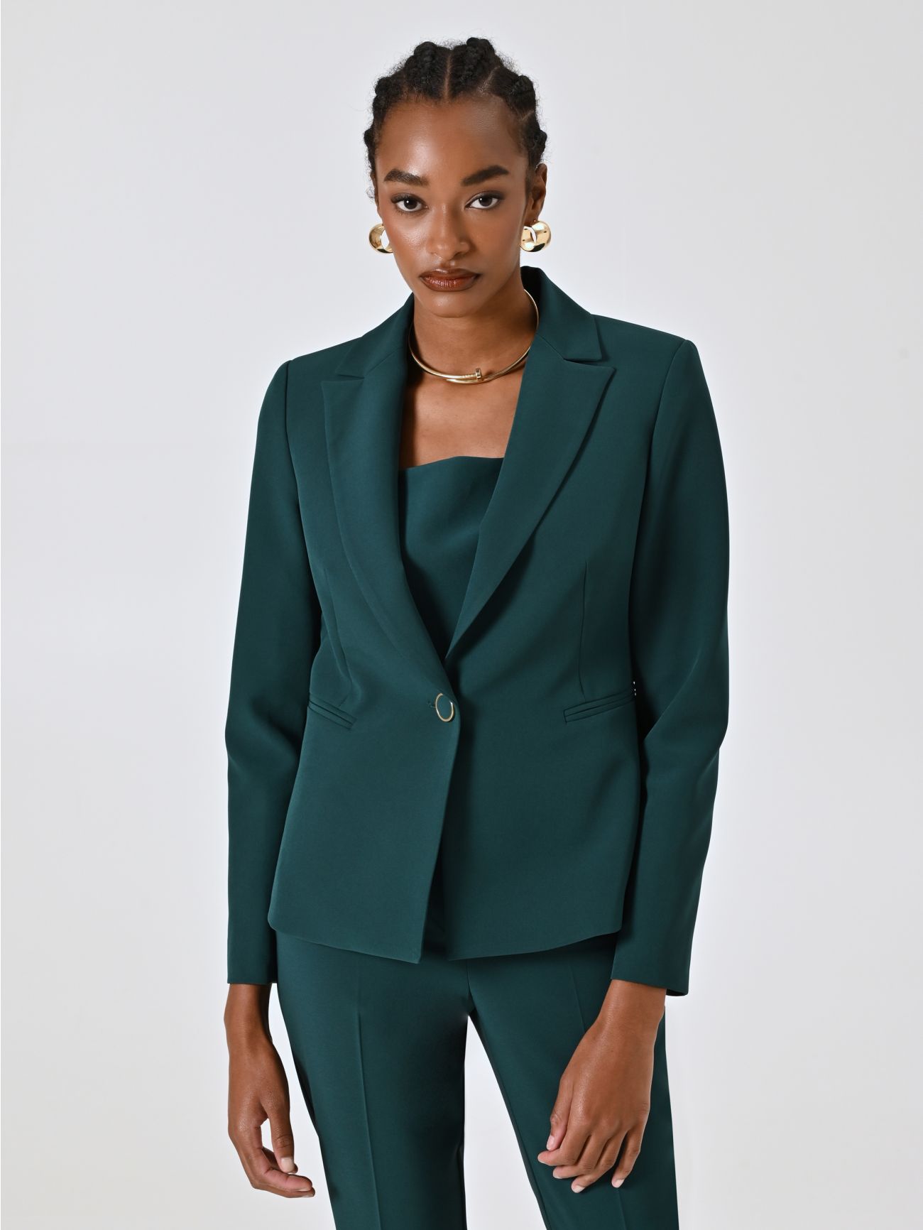 Chaqueta de botonadura sencilla en tejido técnico verde in_i7