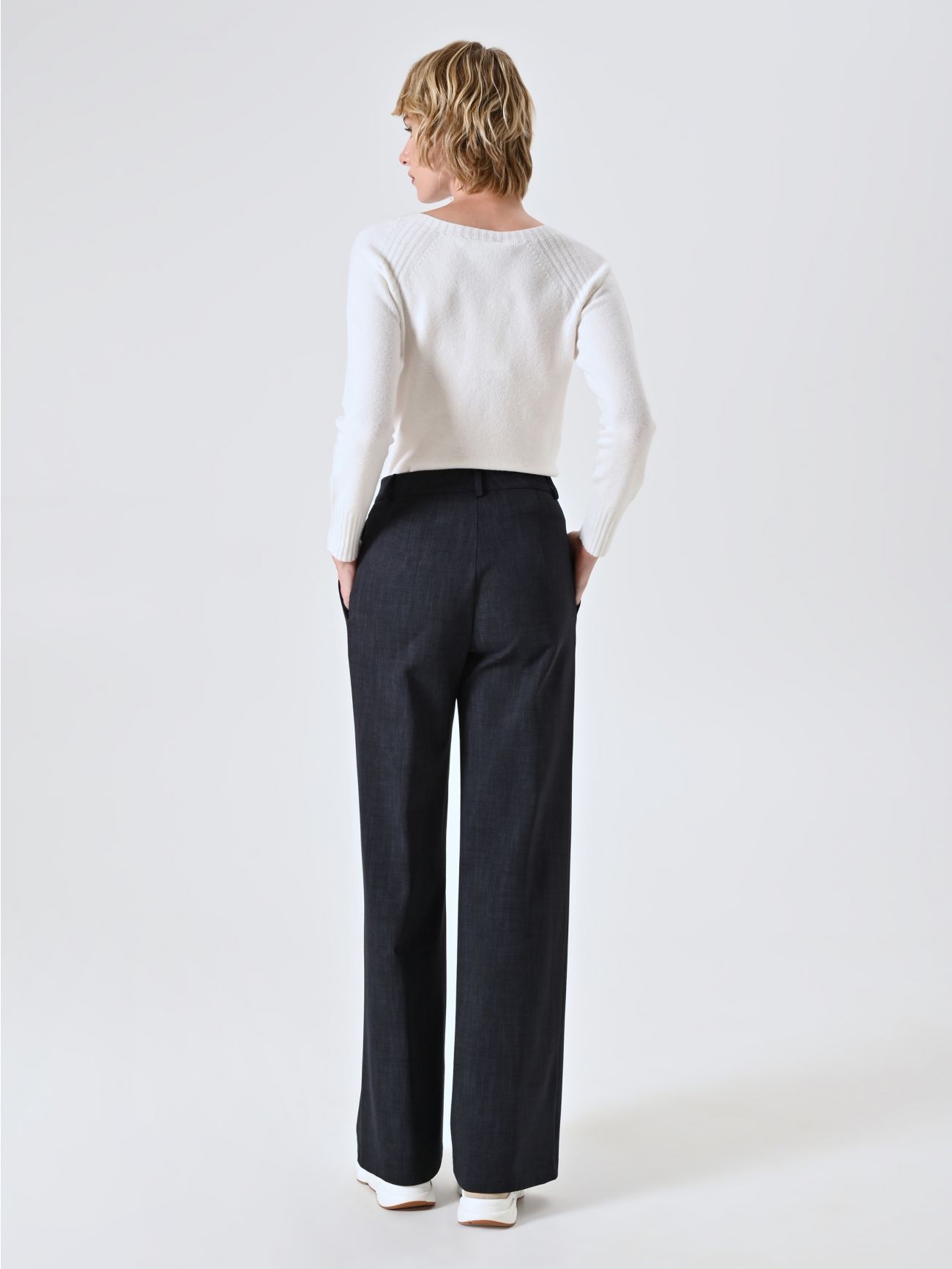 Pantaloni Blu in Punto Milano Fiammato det_3
