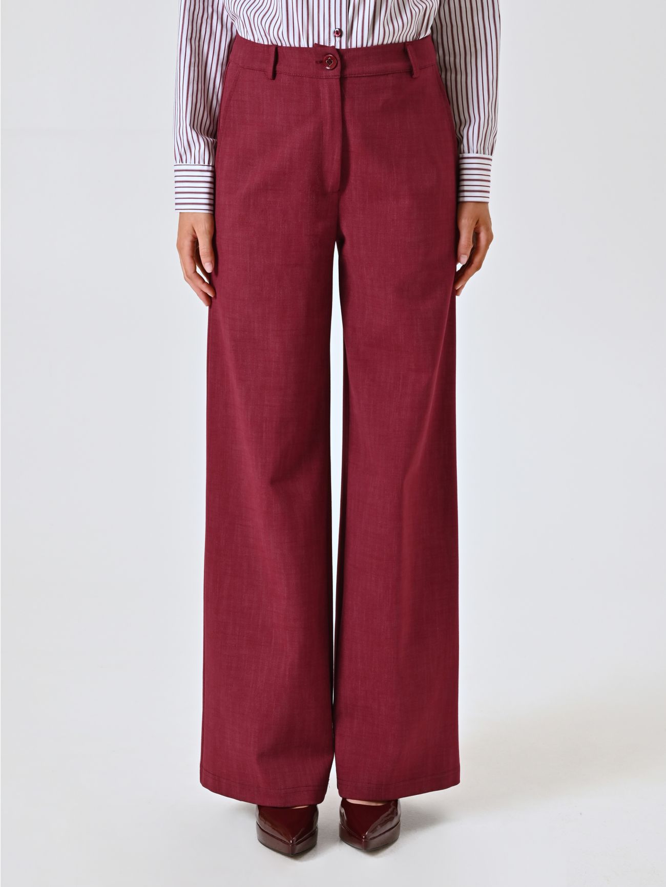 Pantaloni Bordeaux in Punto Milano Fiammato det_2